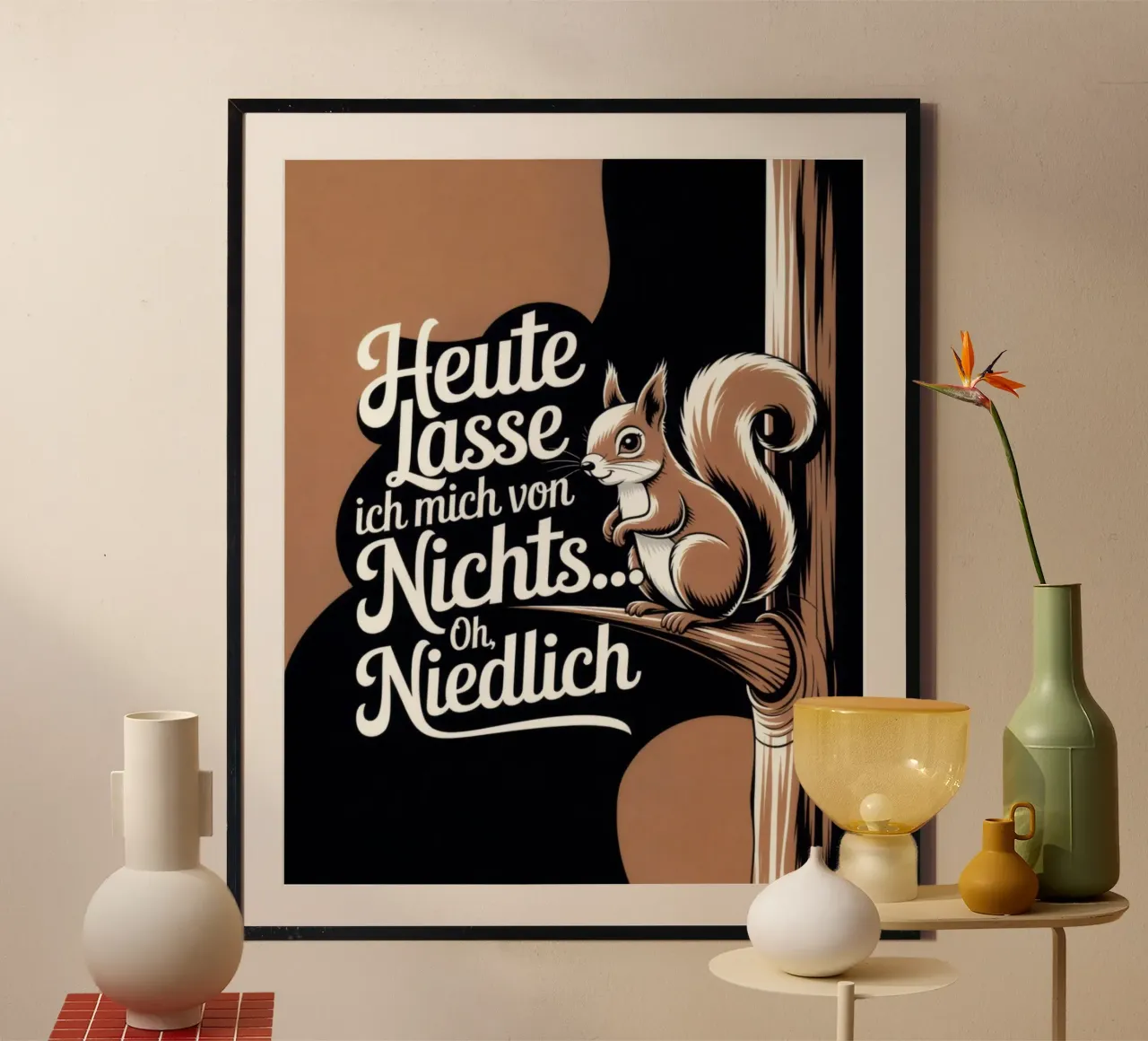 Oh, niedlich poster with wooden frame by Aphorismiker