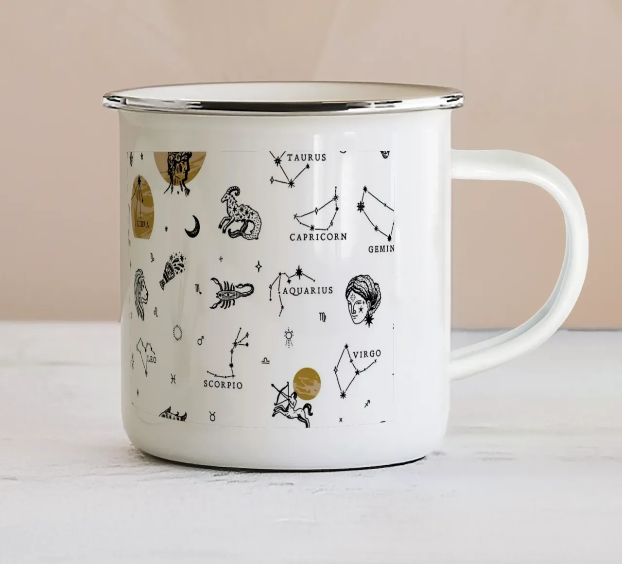 Zodiac Pattern No 02 Emaille Tasse von treechild