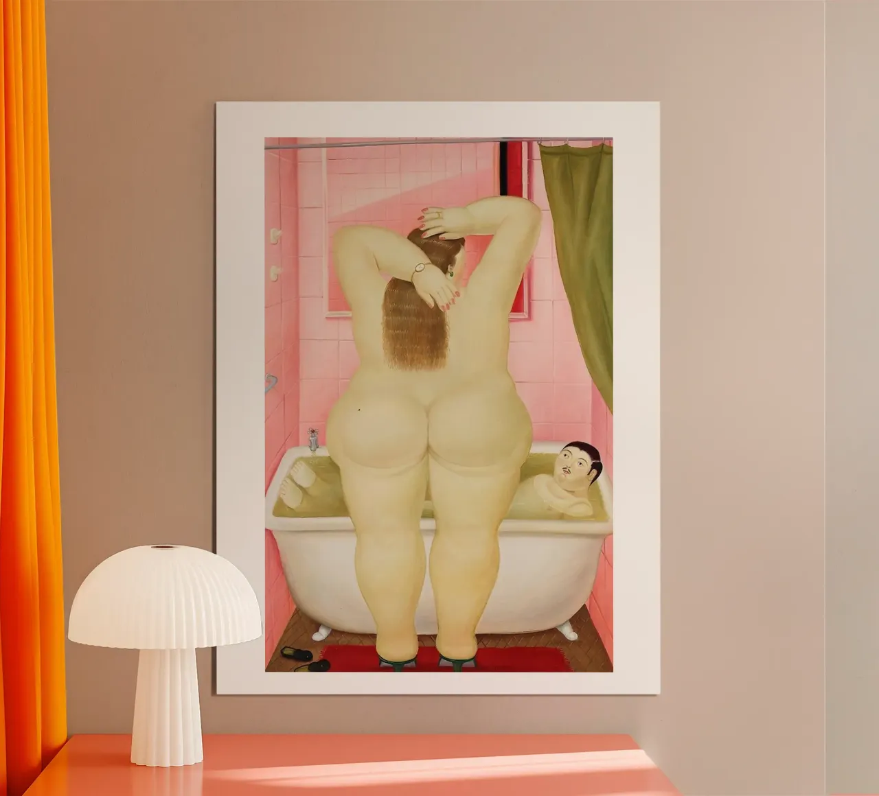 Il bagno Fernando Botero poster con telaio in legno da Boteroobest
