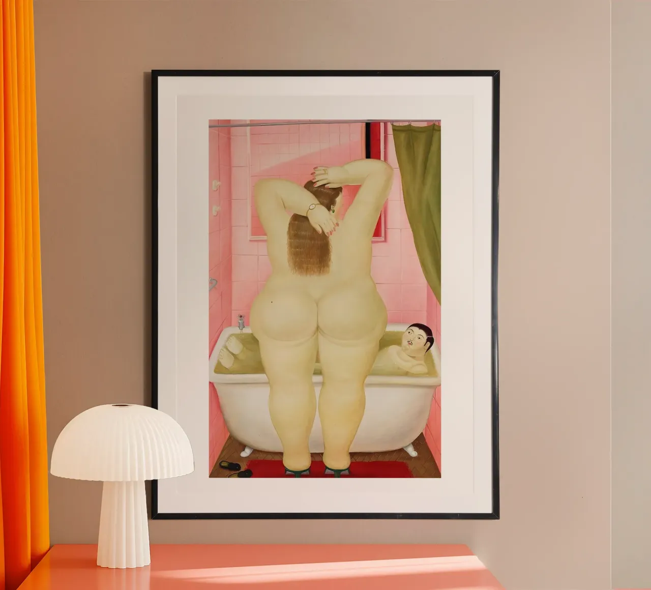 Il bagno Fernando Botero poster con telaio in legno da Boteroobest