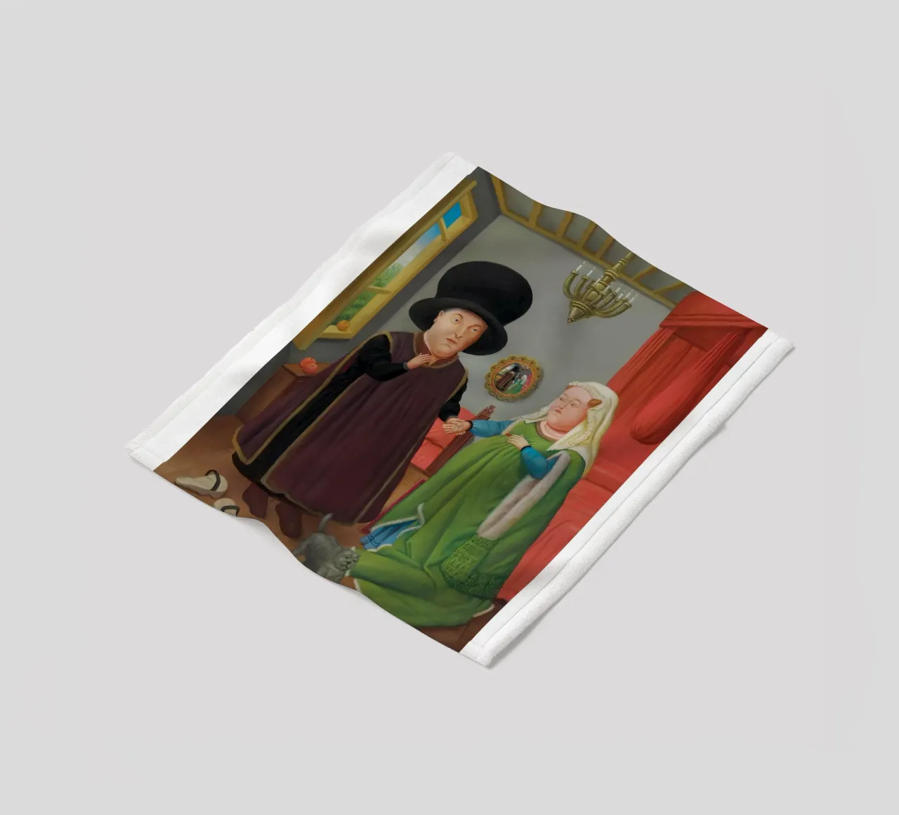 After the Arnolfini Van Eyck Fernando Botero fleece blanket by Boteroobest
