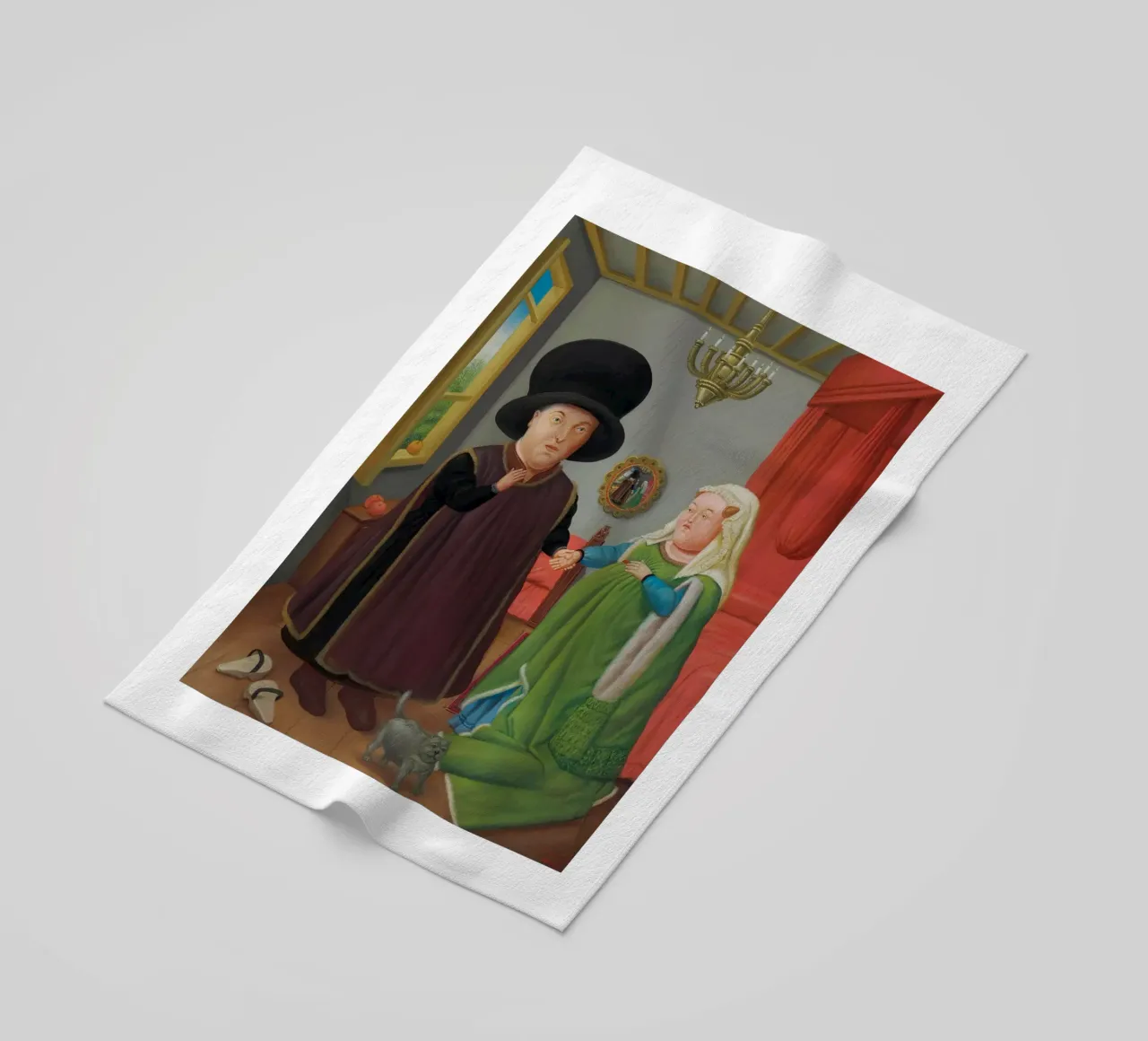 After the Arnolfini Van Eyck Fernando Botero beach towel by Boteroobest