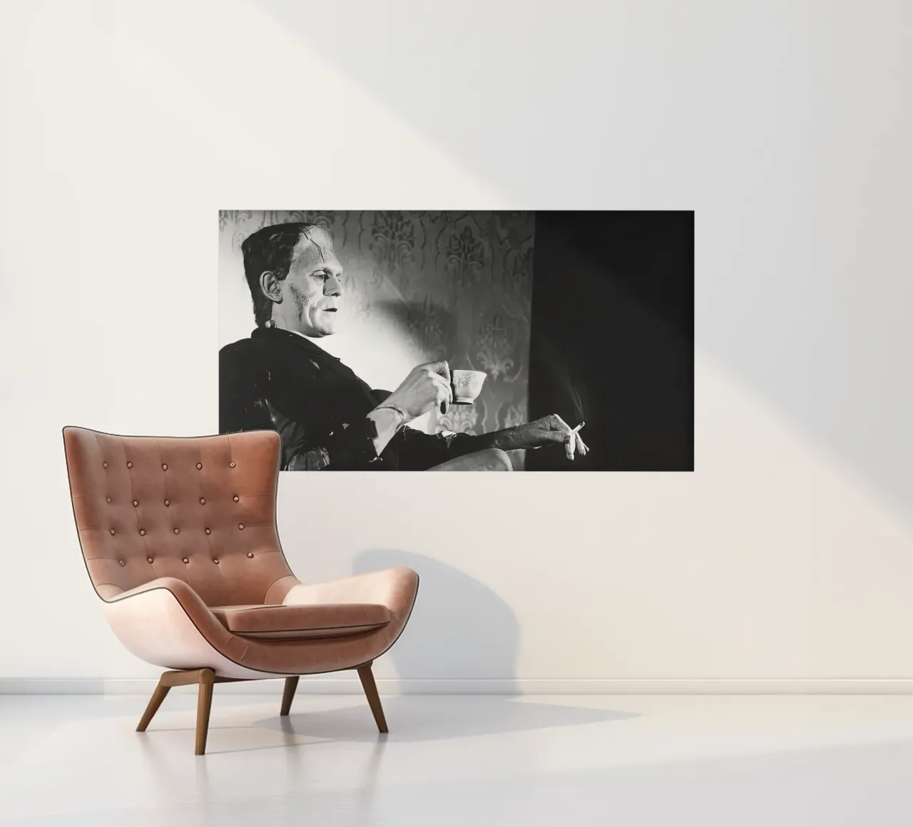 Frankenstein fumeur papier peint photo de Black And White