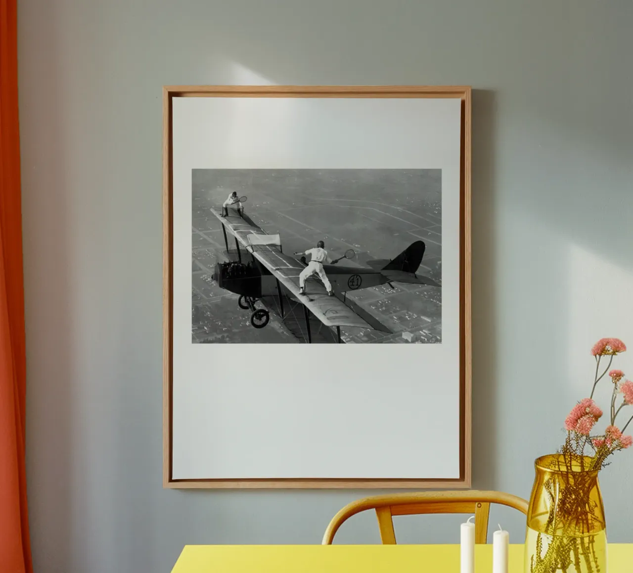 Tennis de table dans un avion Ping Pong dans un avion toile avec Caisse américaine de Black And White
