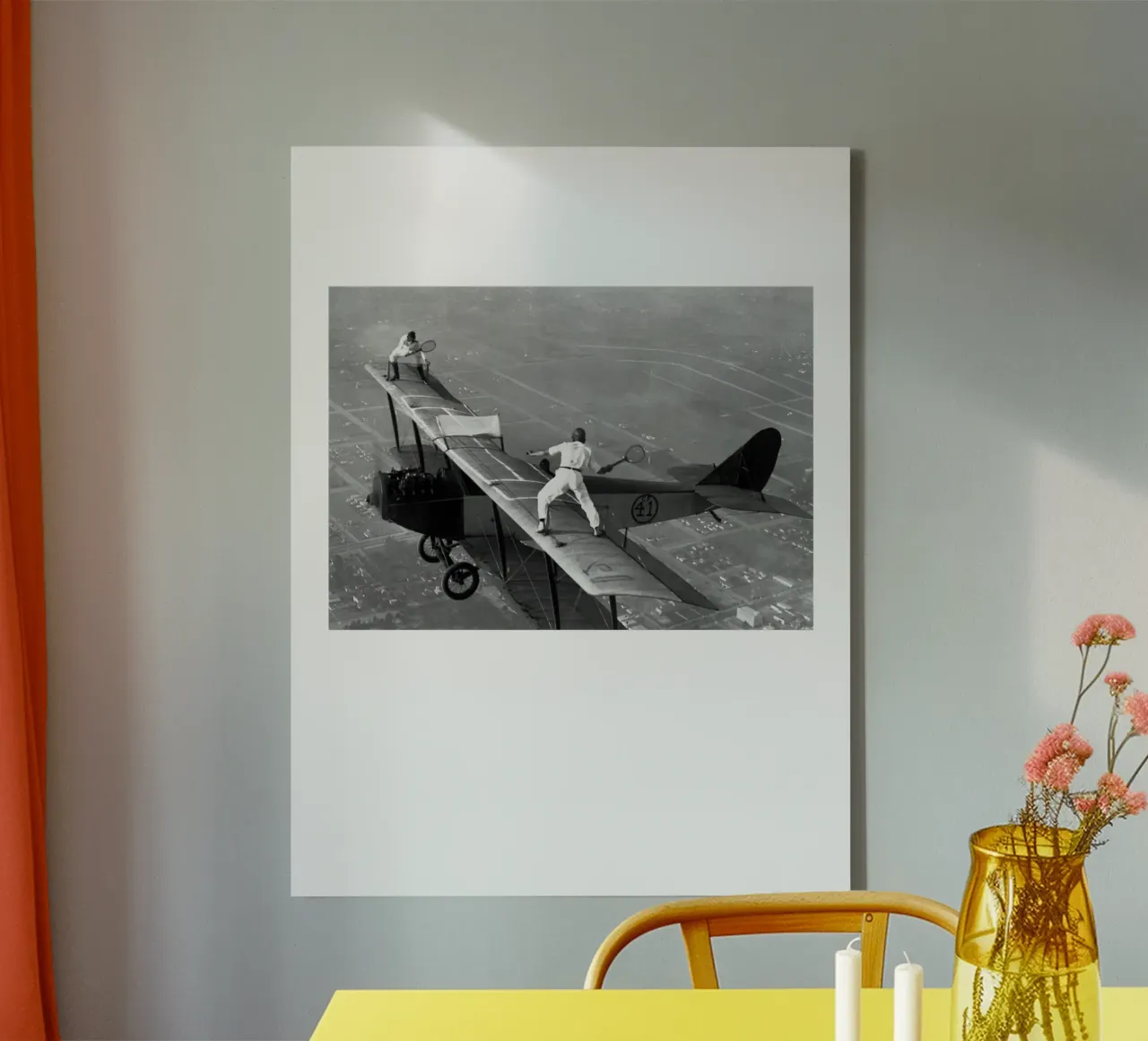 Tennis de table dans un avion Ping Pong dans un avion toile avec Caisse américaine de Black And White