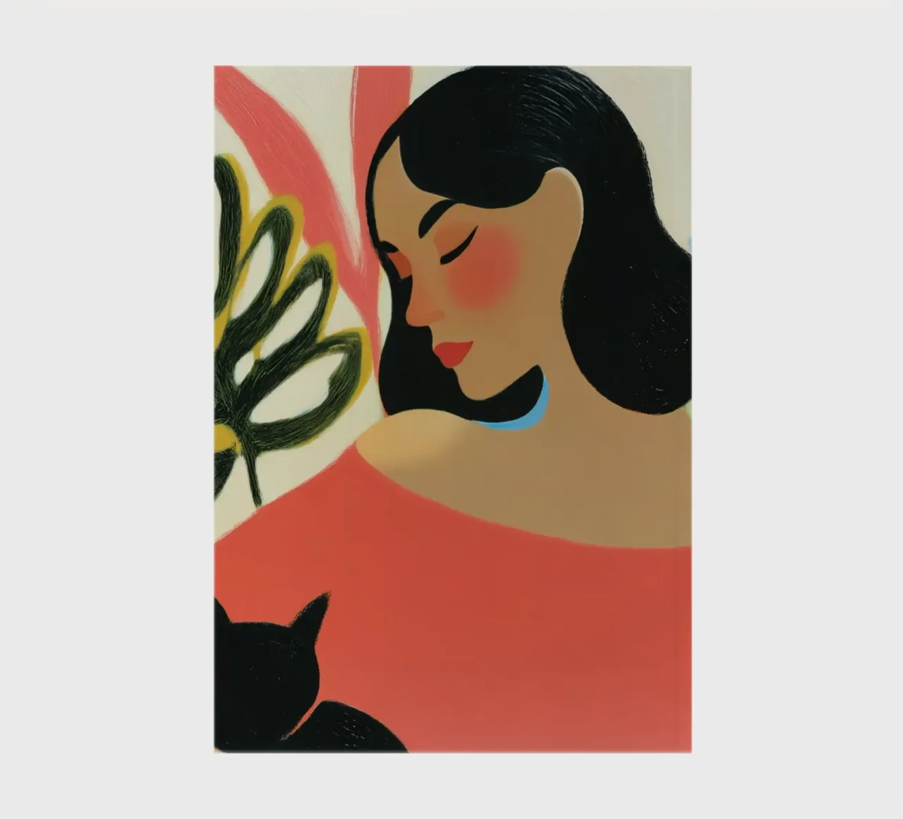Midday rest with a cat | Portrait of a woman notebook by Autofocus