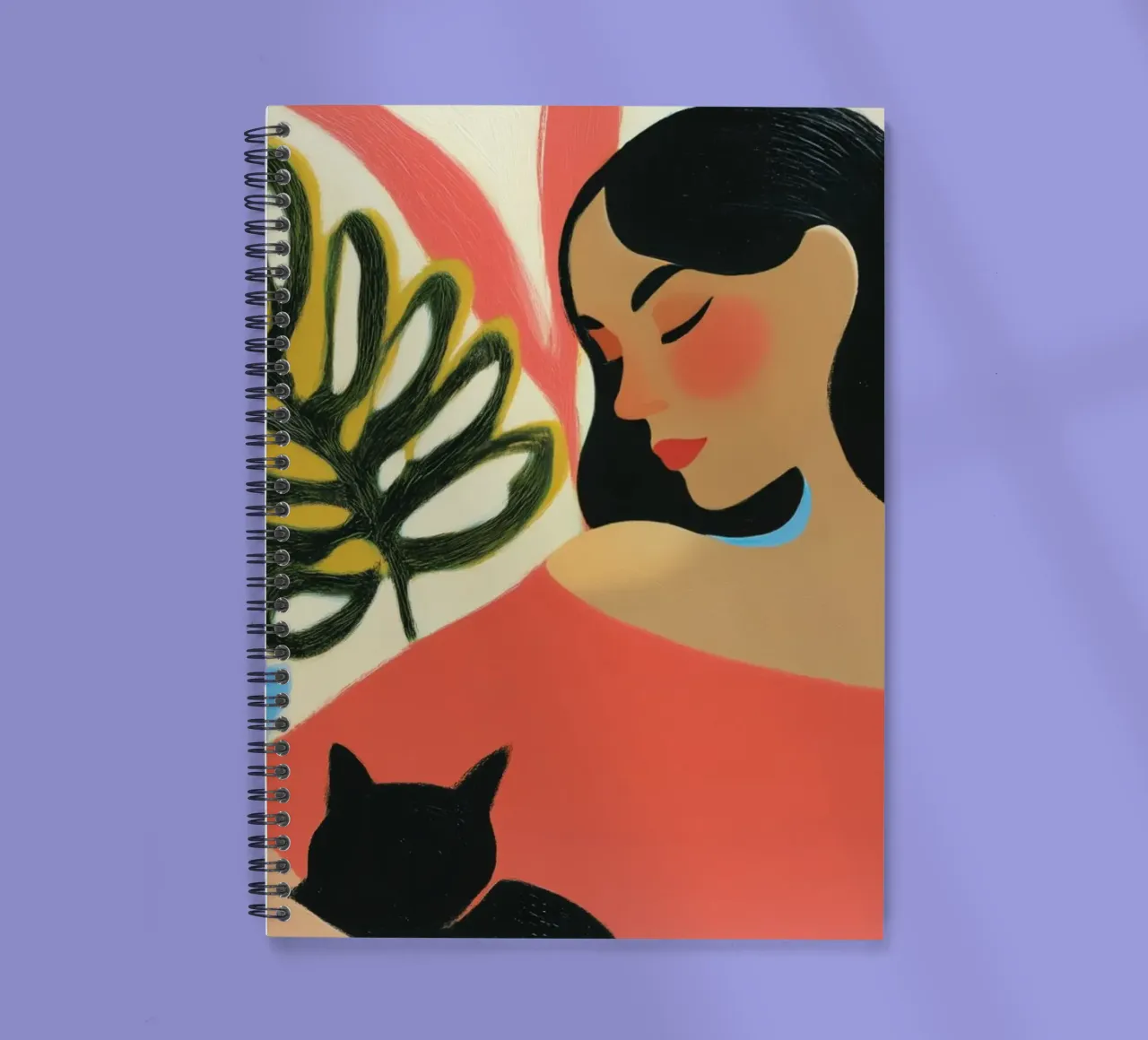 Midday rest with a cat | Portrait of a woman spiral notebook by Autofocus