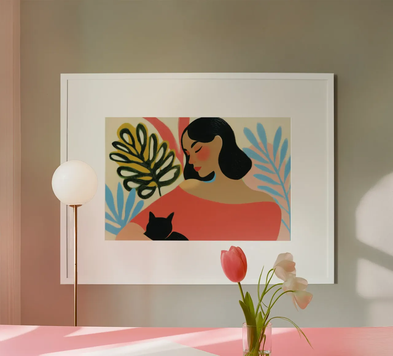 Midday rest with a cat | Portrait of a woman hahnemühle by Autofocus