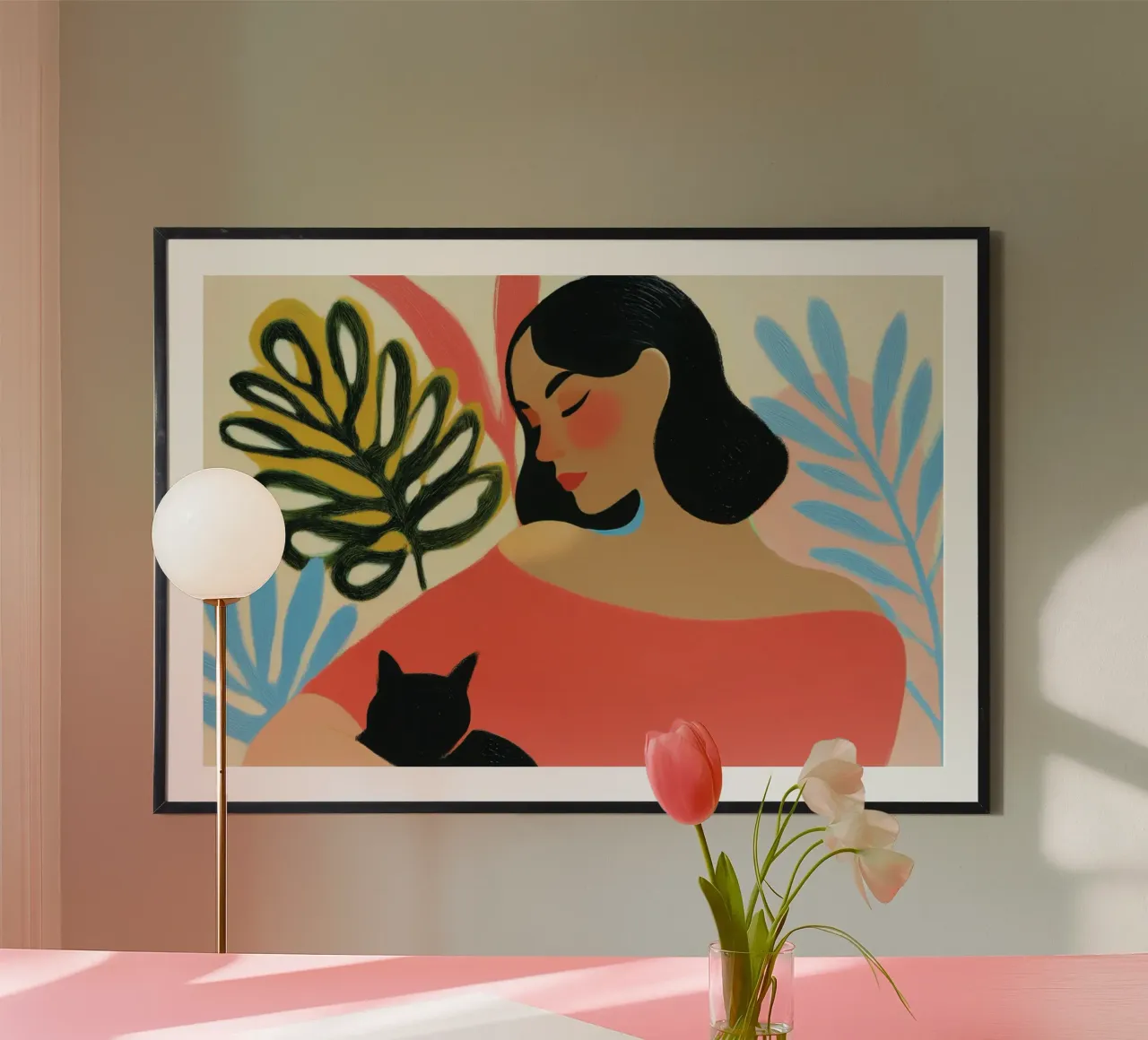 Midday rest with a cat | Portrait of a woman hahnemühle by Autofocus