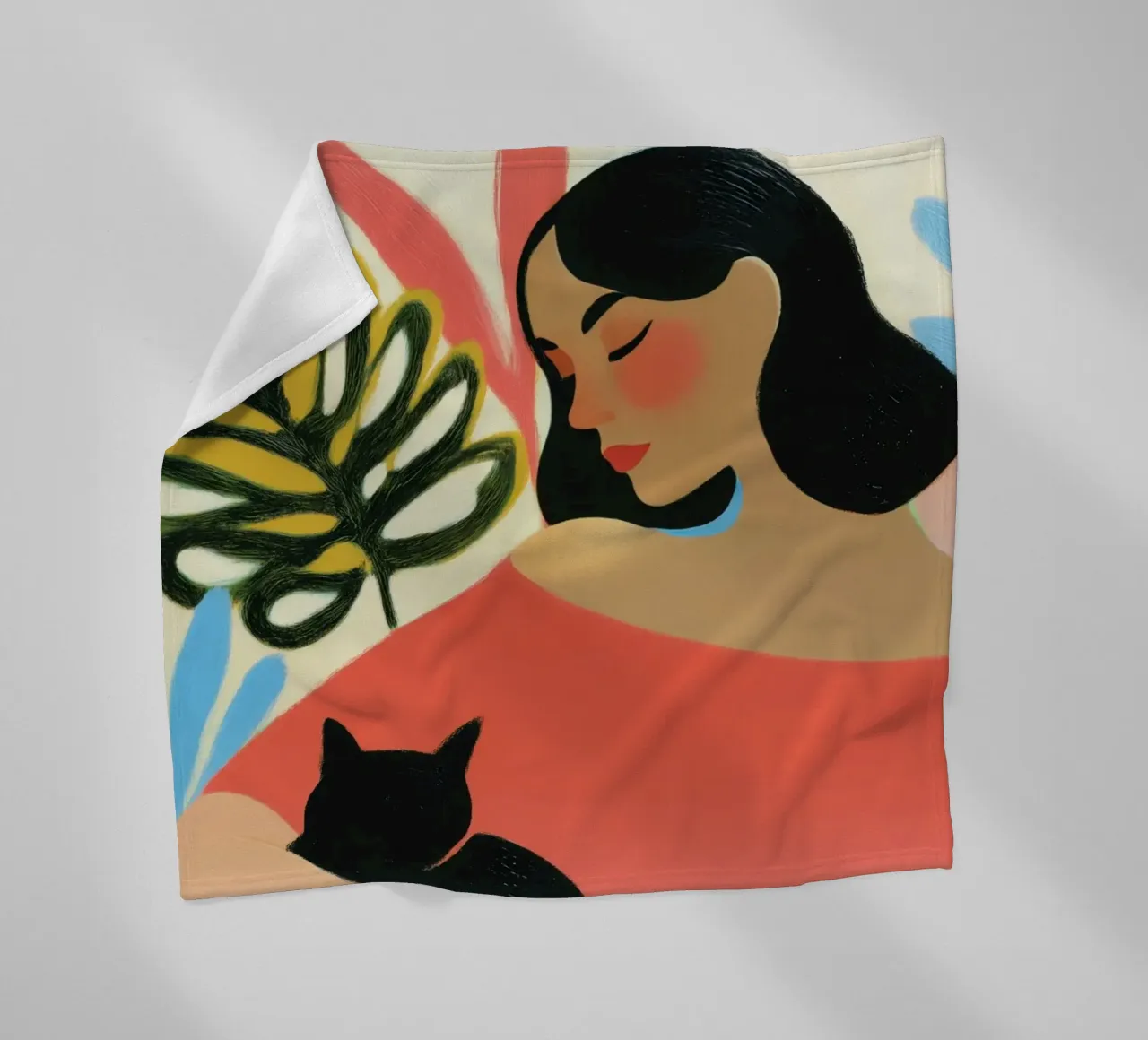 Sieste avec un chat | Portrait de femme plaid polaire de Autofocus