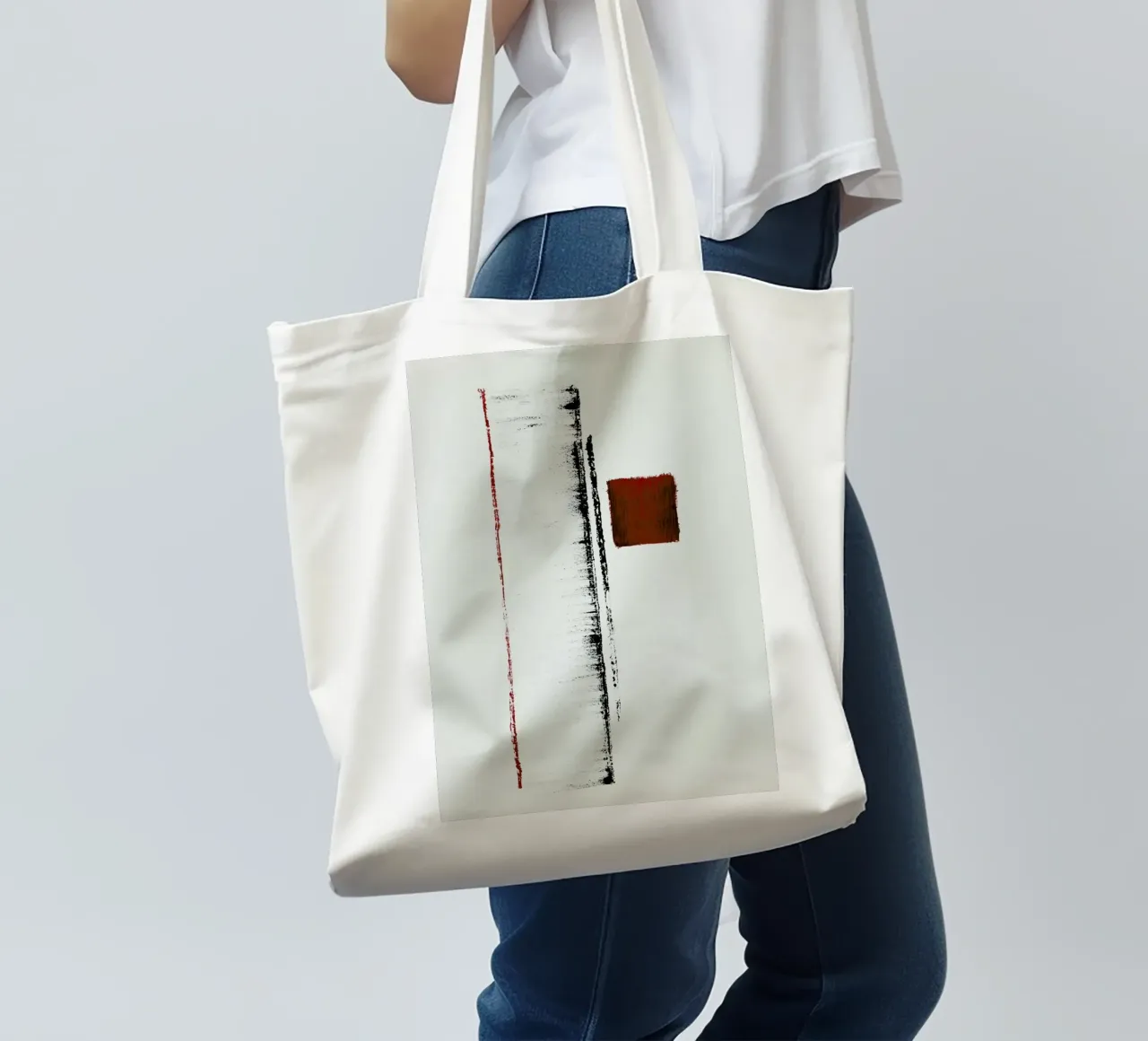 Black And Red Minimal Abstract borsa in juta da Ingrid Beddoes