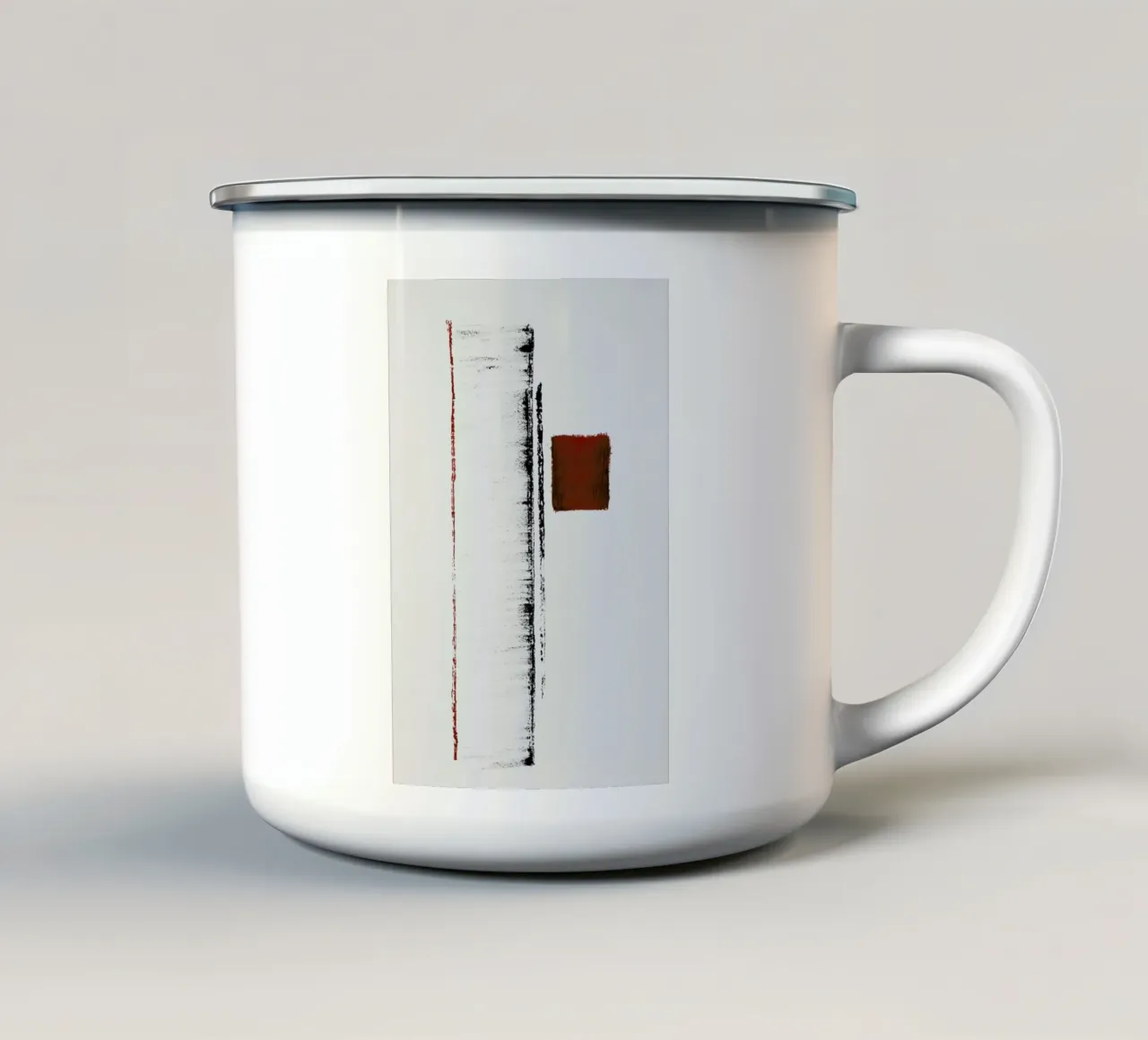 Black And Red Minimal Abstract mug en émail de Ingrid Beddoes