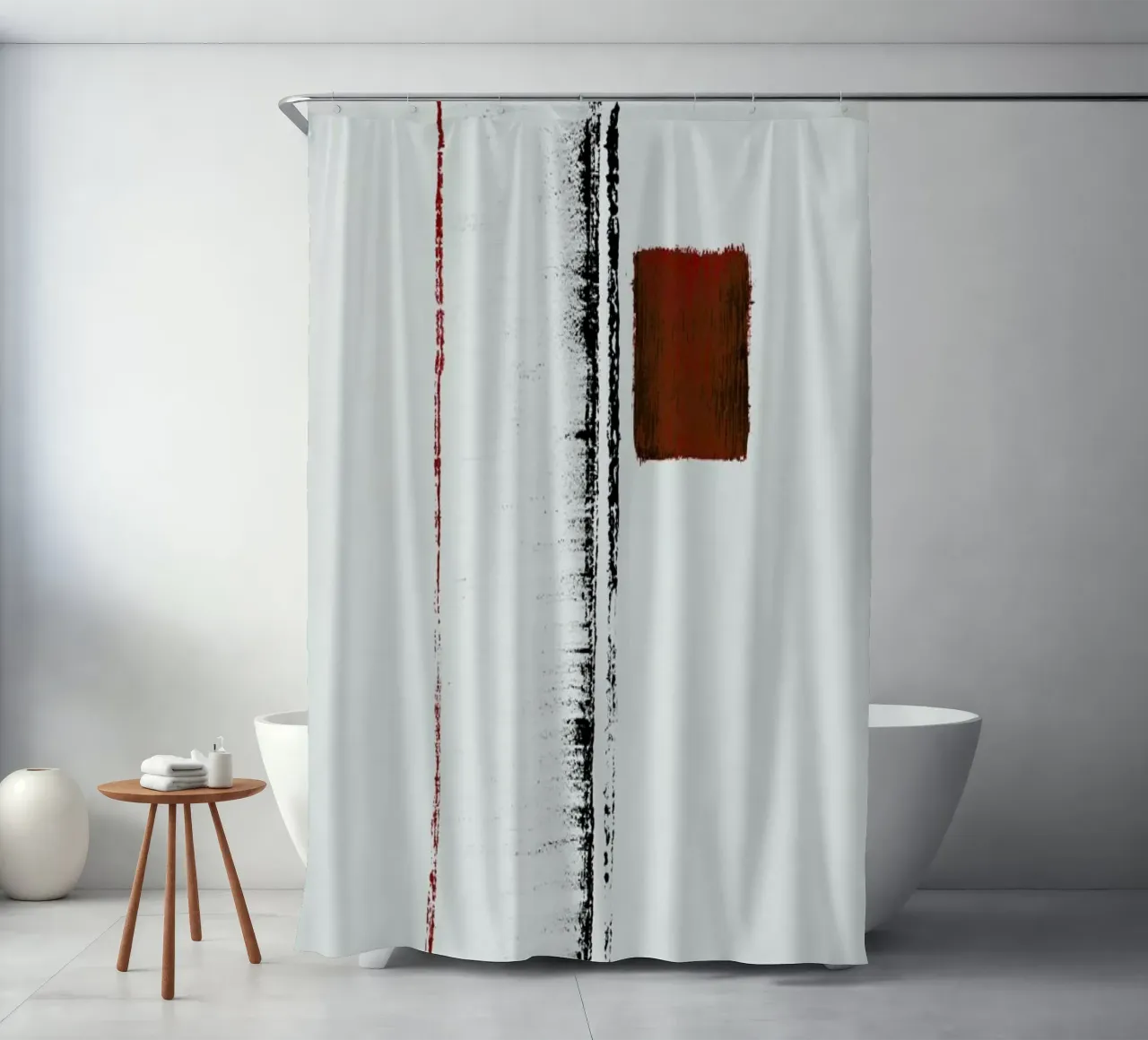 Black And Red Minimal Abstract tenda da doccia da Ingrid Beddoes