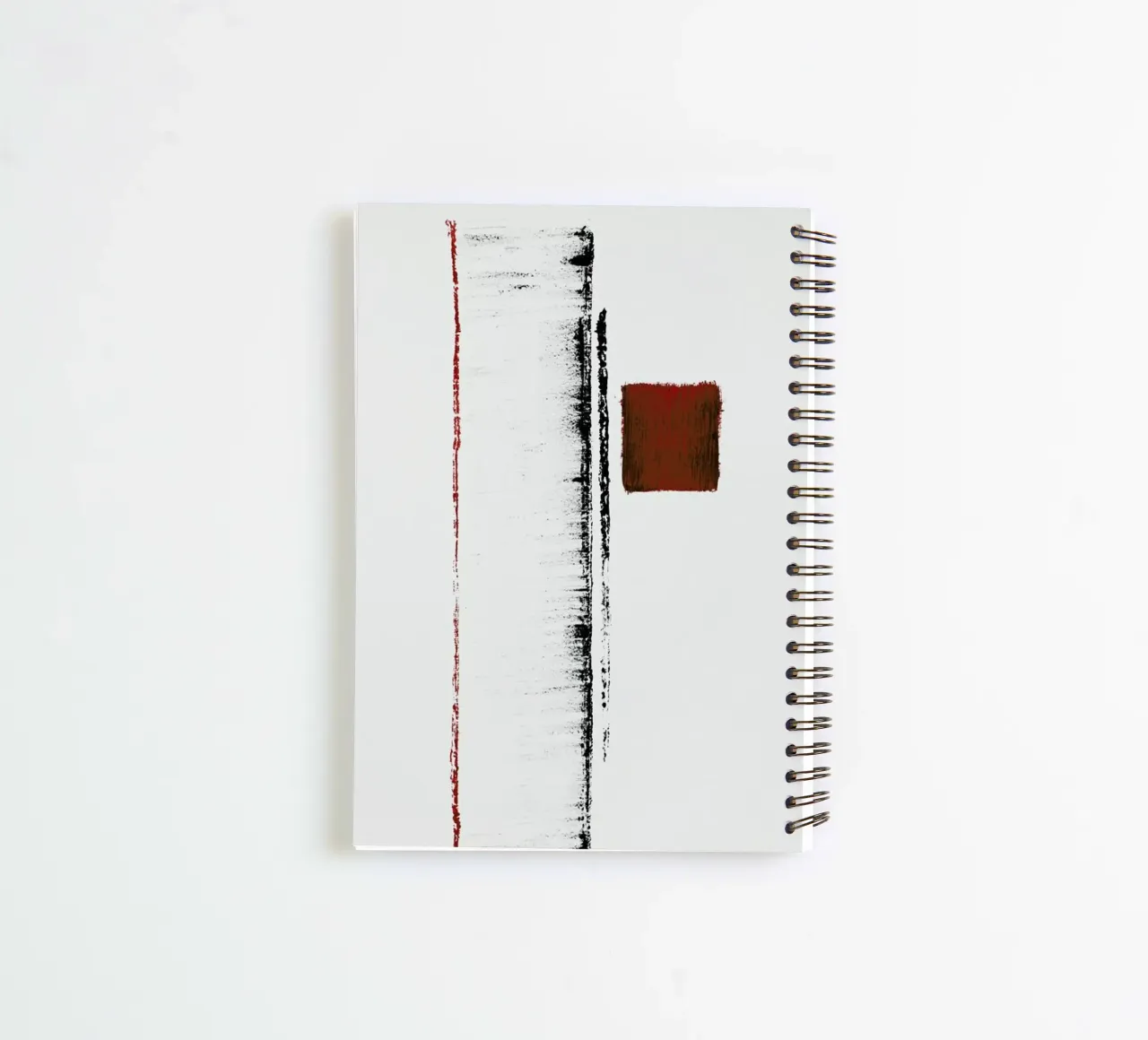 Black And Red Minimal Abstract spiral notebook by Ingrid Beddoes