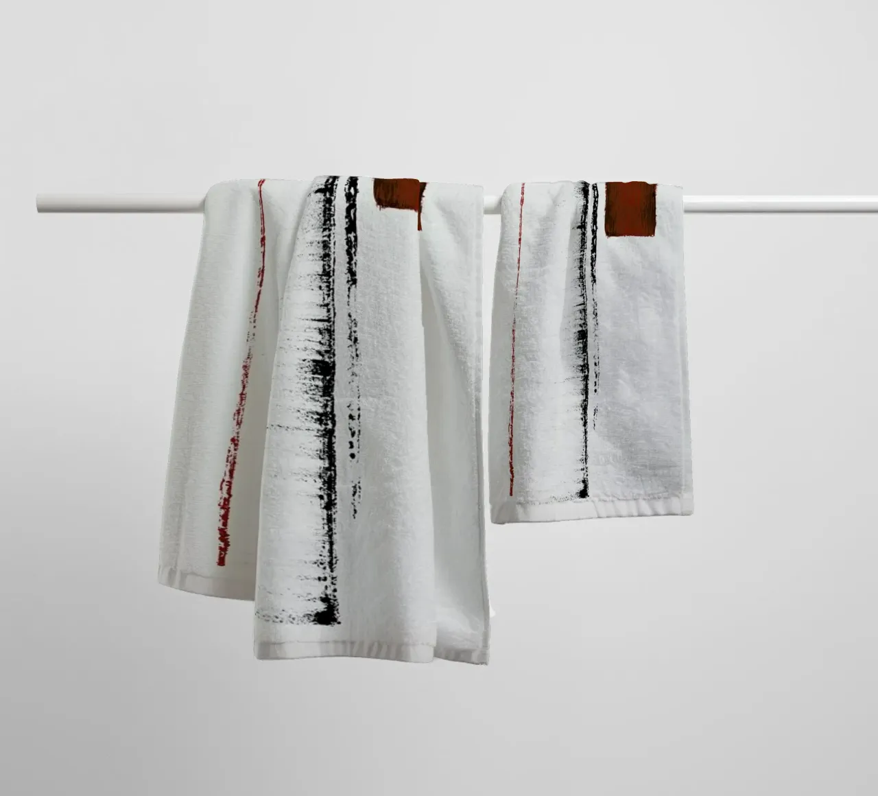 Black And Red Minimal Abstract asciugamano da bagno da Ingrid Beddoes