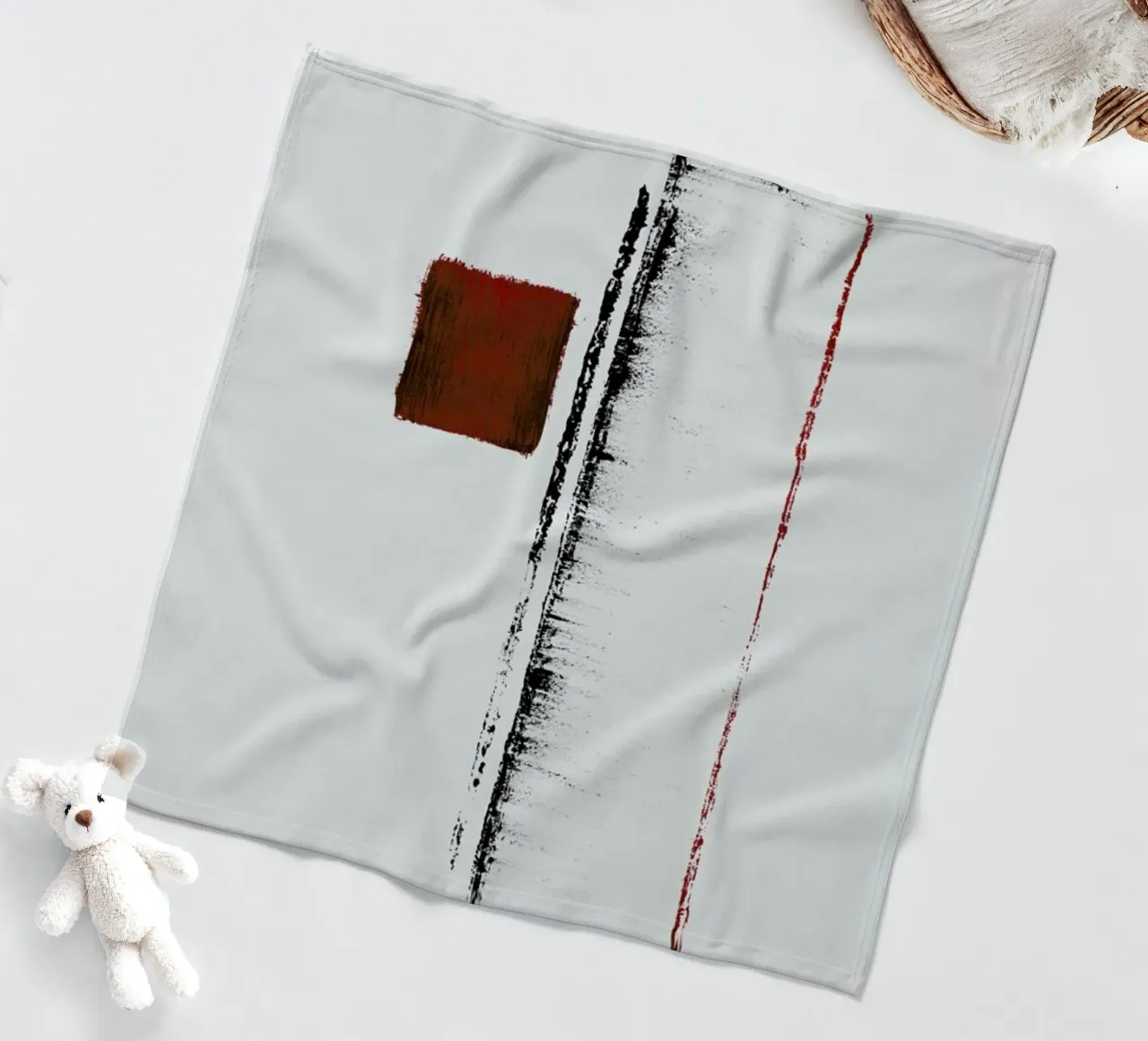 Black And Red Minimal Abstract coperta in pile da Ingrid Beddoes