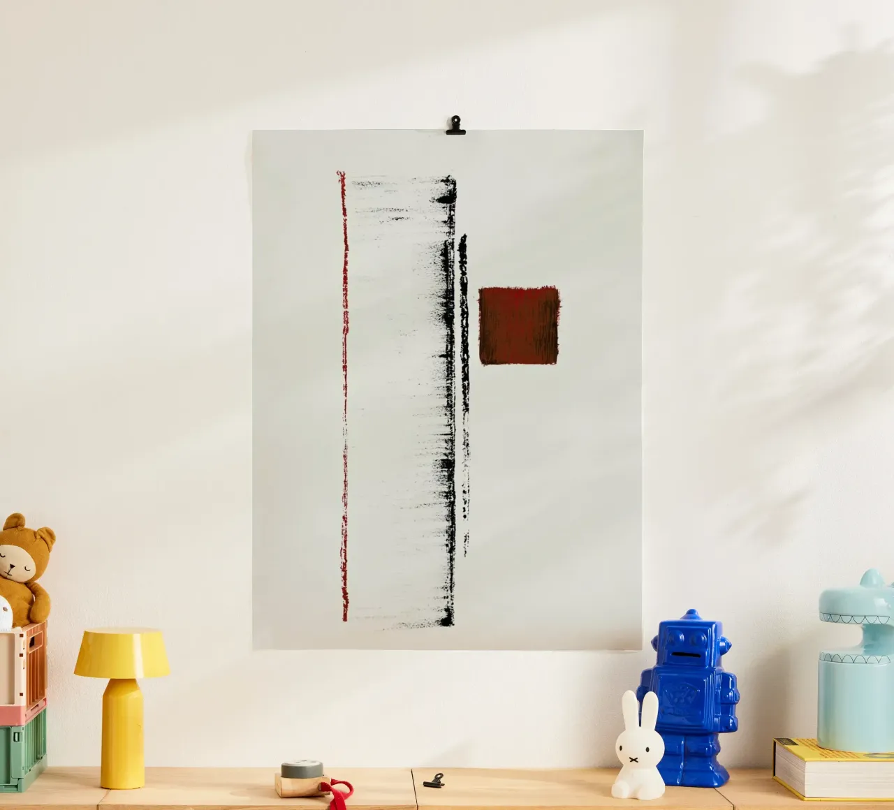 Black And Red Minimal Abstract carta hahnemühle da Ingrid Beddoes