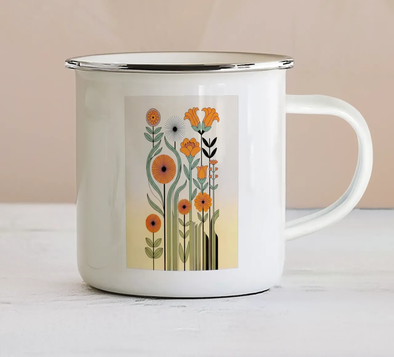 Floral Bauhaus #0016: Retro Botanical Garden tazza in smalto da Zen Design
