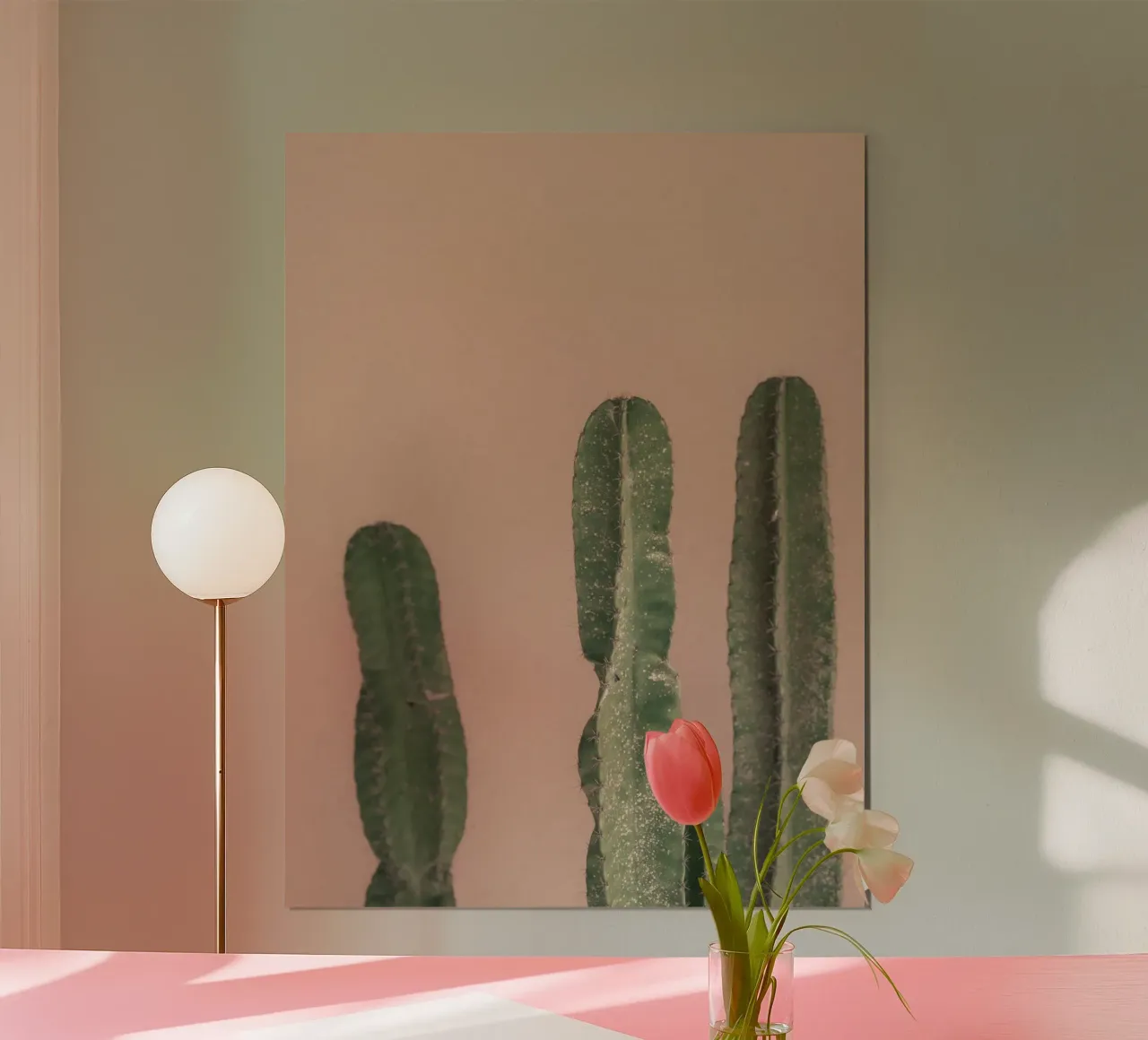 Cactus davanti a un muro rosa poster da Kimberley Jekel Photography