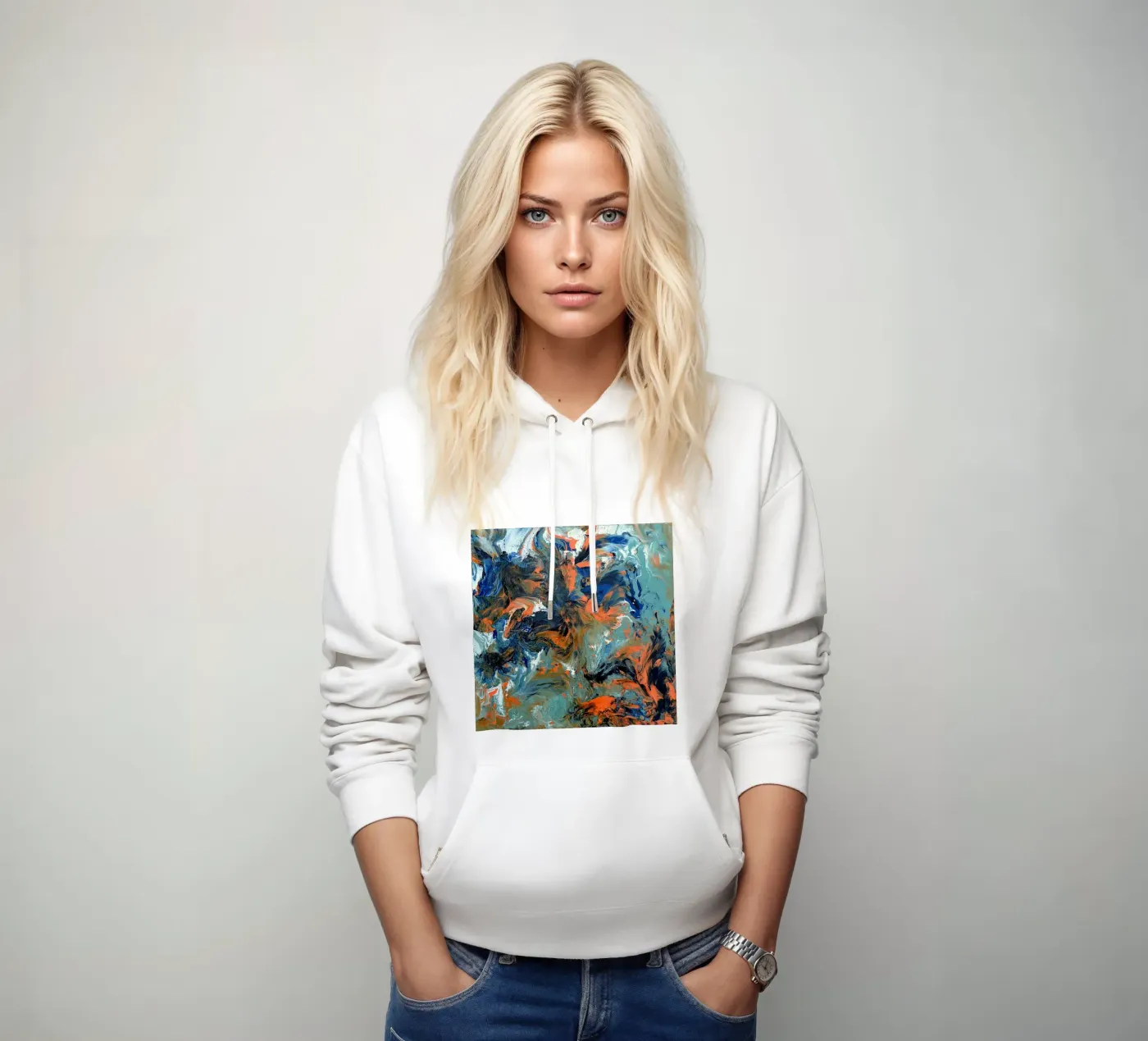 FLUIDITY felpa con cappuccio da Thierry Vobmann Abstract painting