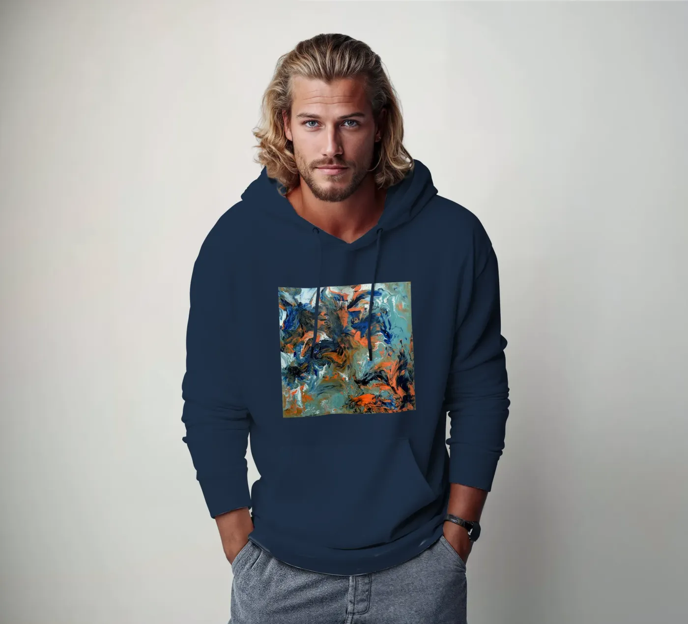 FLUIDITY felpa con cappuccio da Thierry Vobmann Abstract painting