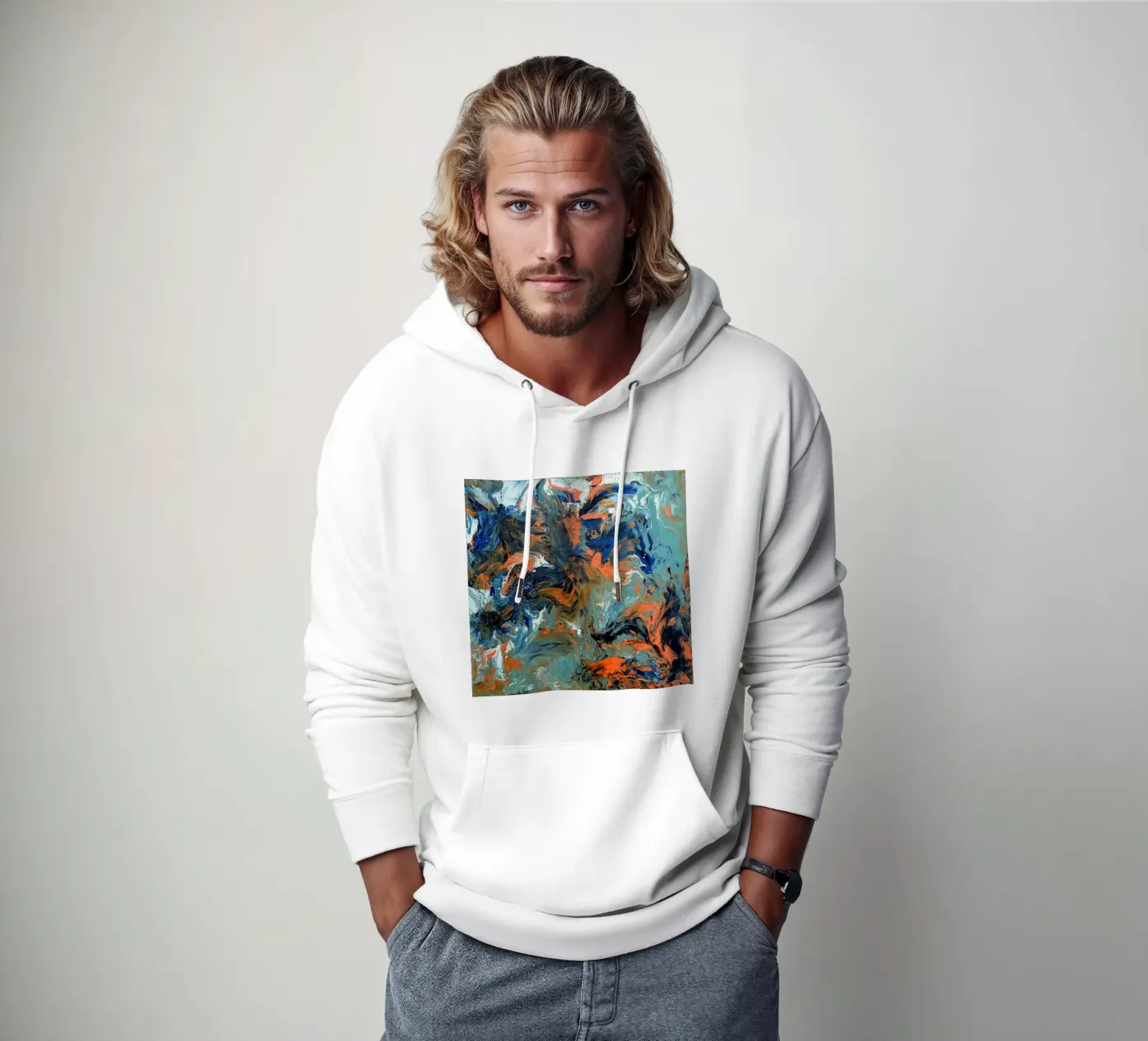 FLUIDITY felpa con cappuccio da Thierry Vobmann Abstract painting