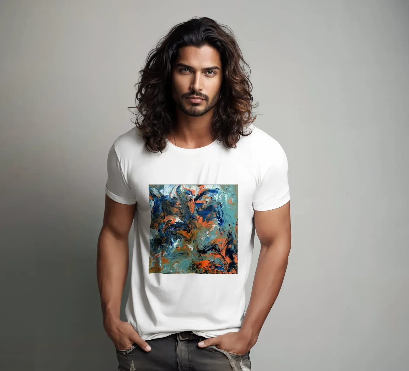 FLUIDITY t-shirt da Thierry Vobmann Abstract painting