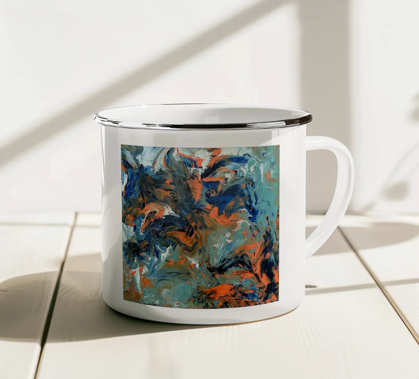 FLUIDITY enamel mug by Thierry Vobmann Abstract painting