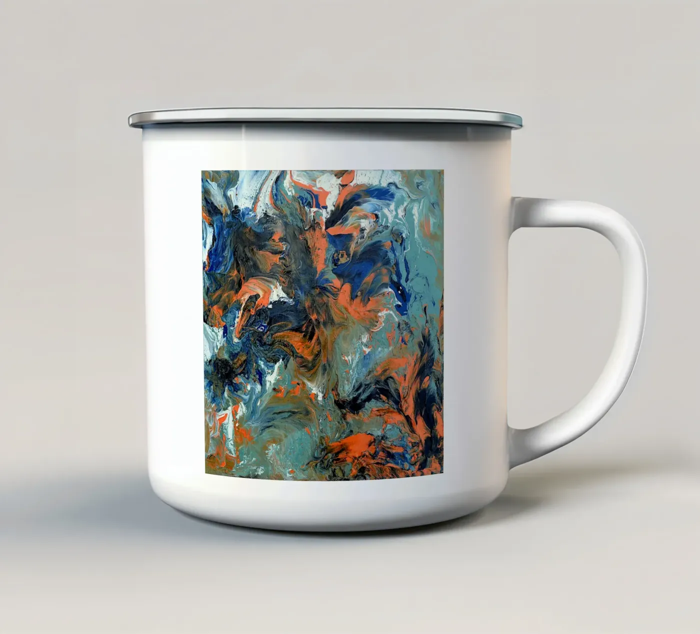 FLUIDITY enamel mug by Thierry Vobmann Abstract painting