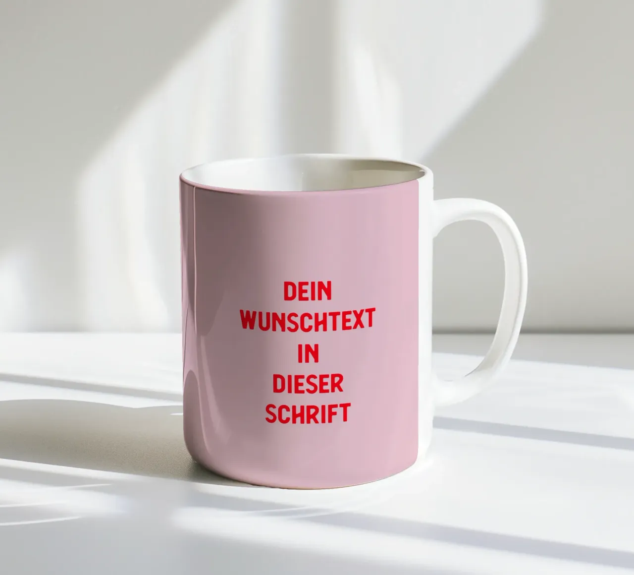 Wunschtext rosa rot ceramic mug by WORTSPIEL