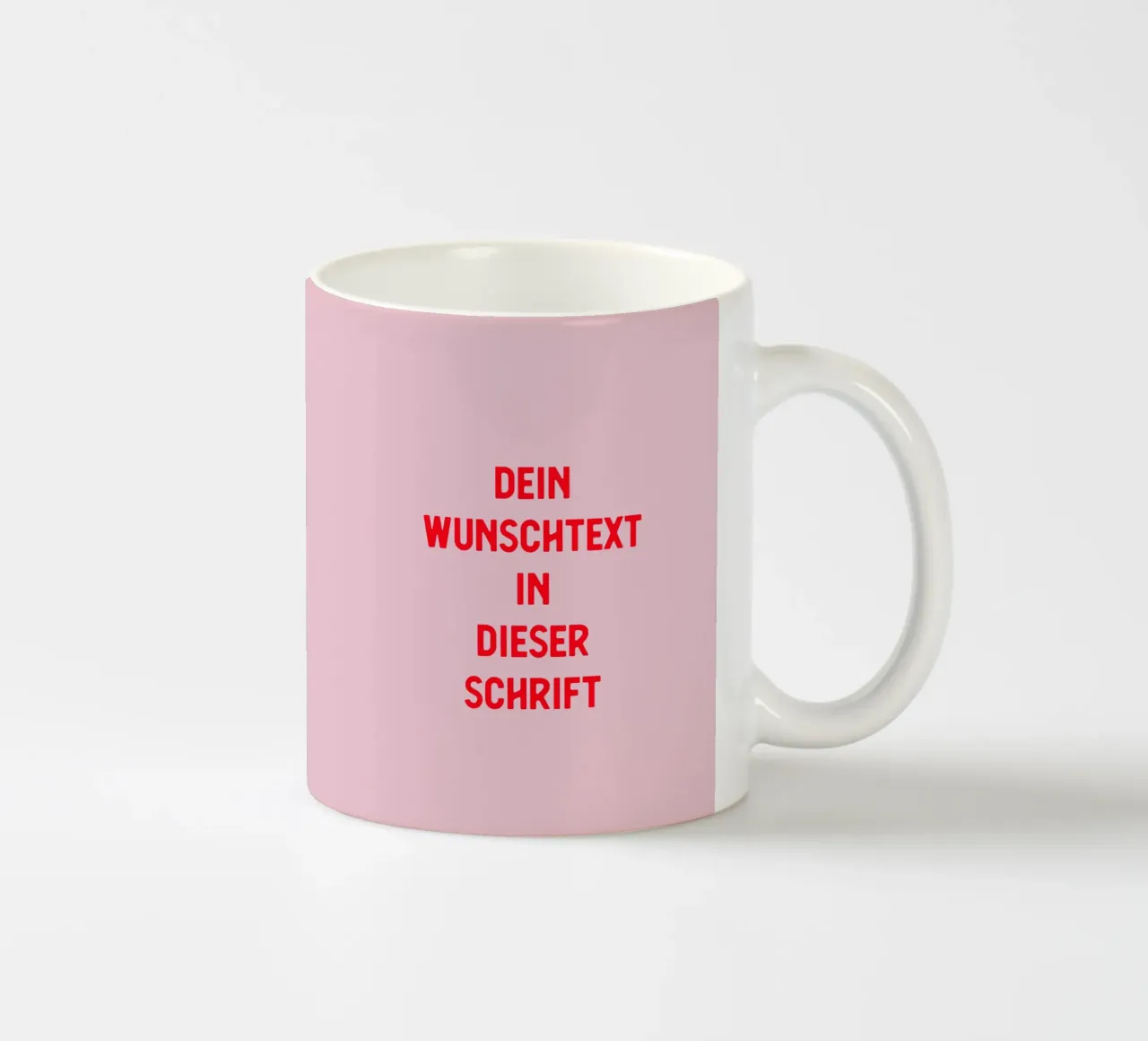 Wunschtext rosa rot ceramic mug by WORTSPIEL