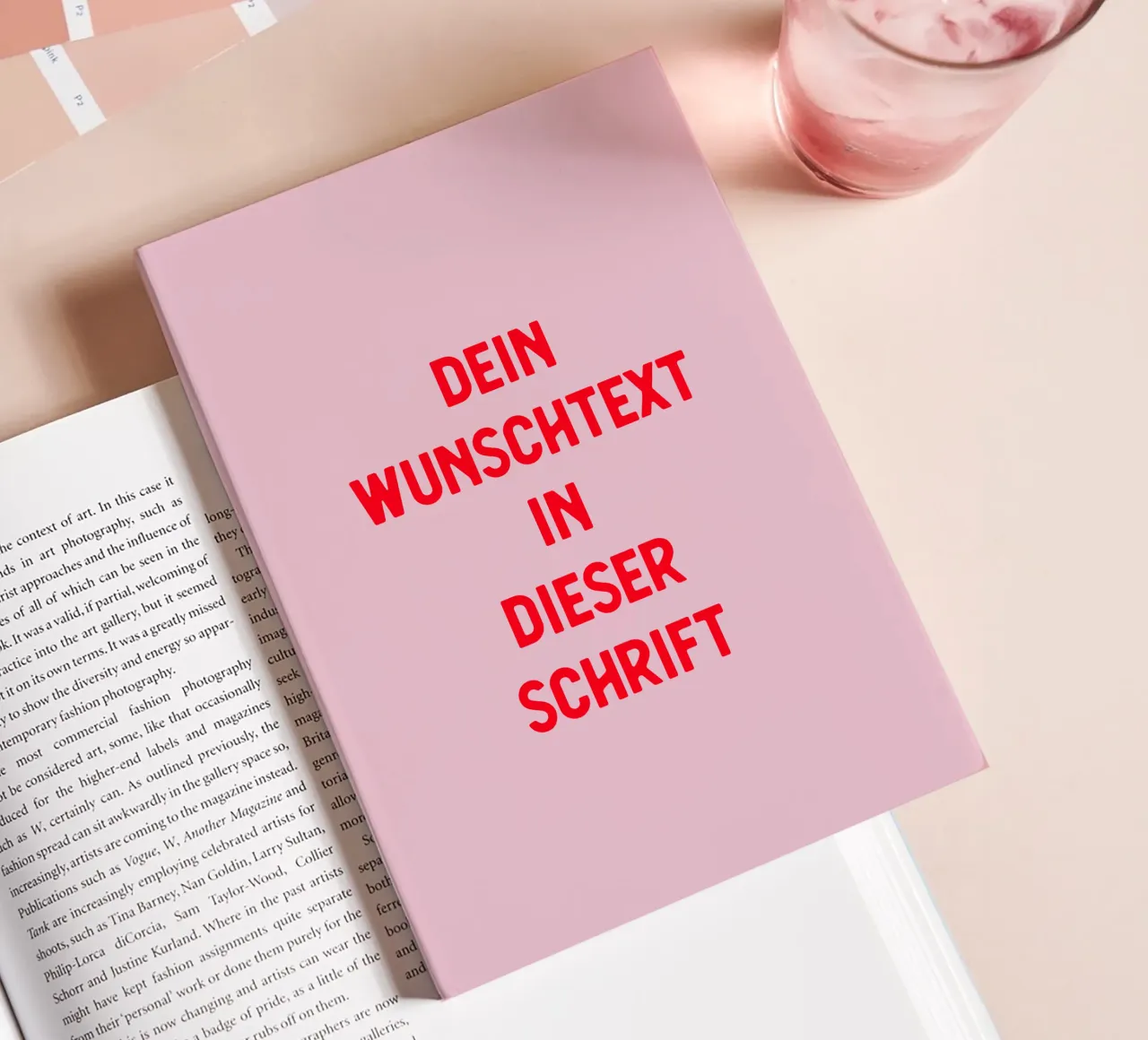 Wunschtext rosa rot notebook by WORTSPIEL