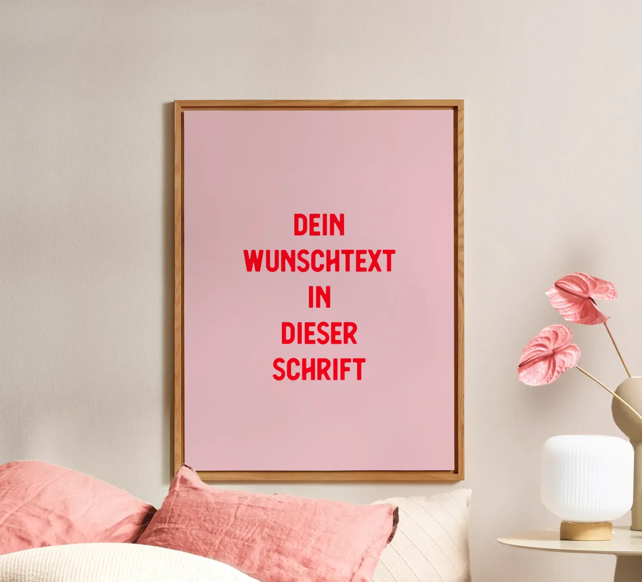 Wunschtext rosa rot alluminio dibond da WORTSPIEL
