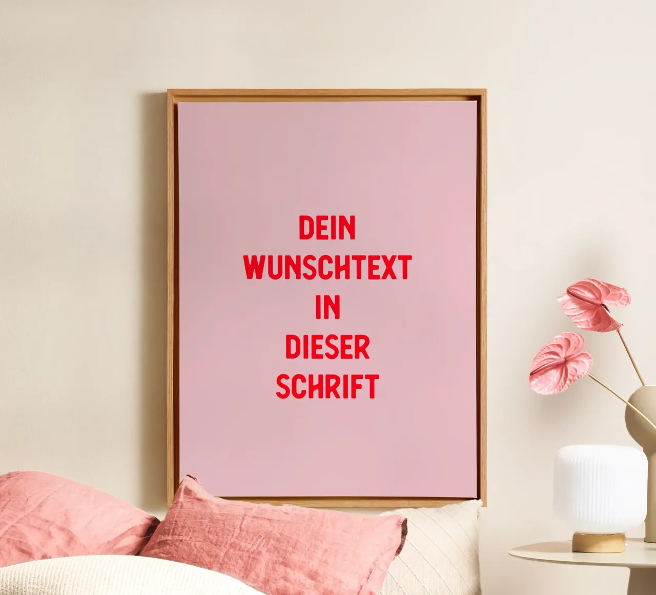Wunschtext rosa rot tela con Cornice a cassetta da WORTSPIEL