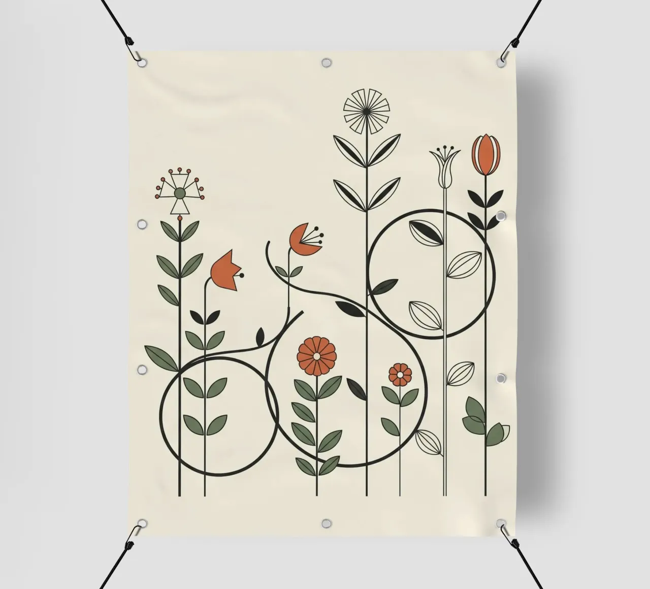 Floral bauhaus #017: Abstract Botanical Serenade telo in pvc da Zen Design