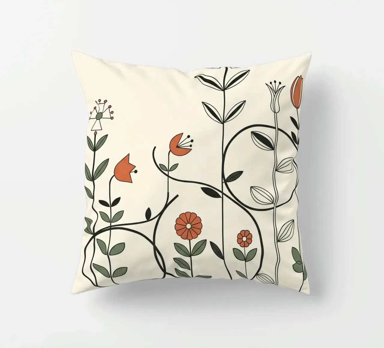 Floral bauhaus #017: Abstract Botanical Serenade cuscino da Zen Design