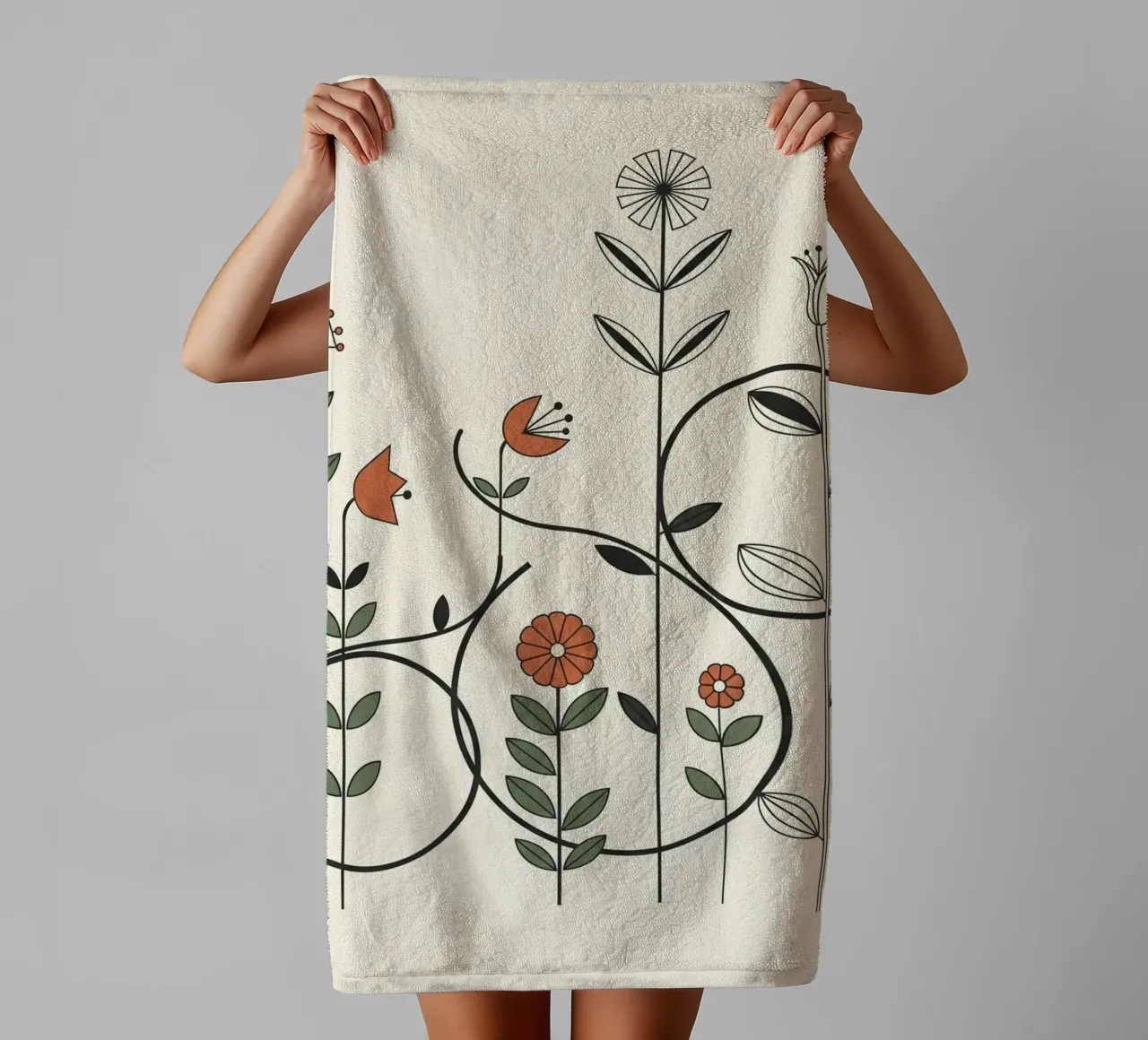 Floral bauhaus #017: Abstract Botanical Serenade asciugamano da bagno da Zen Design
