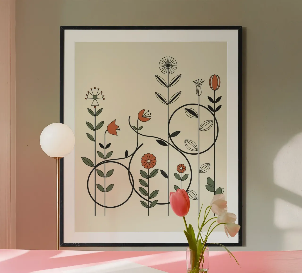 Floral bauhaus #017: Abstract Botanical Serenade poster con telaio in plastica da Zen Design