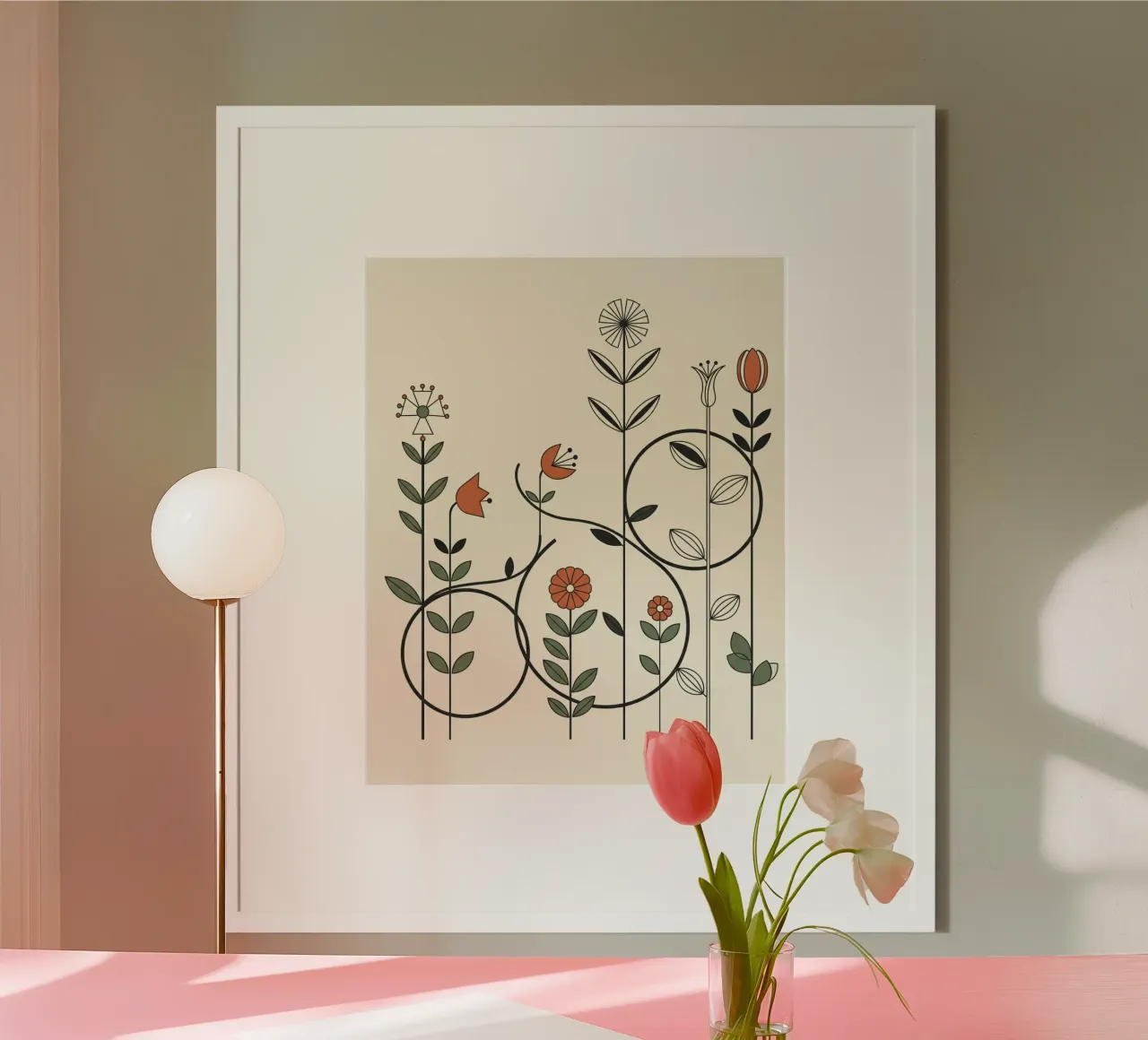 Floral bauhaus #017: Abstract Botanical Serenade poster con telaio in plastica da Zen Design