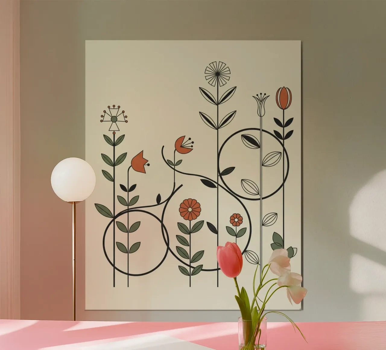 Floral bauhaus #017: Abstract Botanical Serenade poster con telaio in plastica da Zen Design