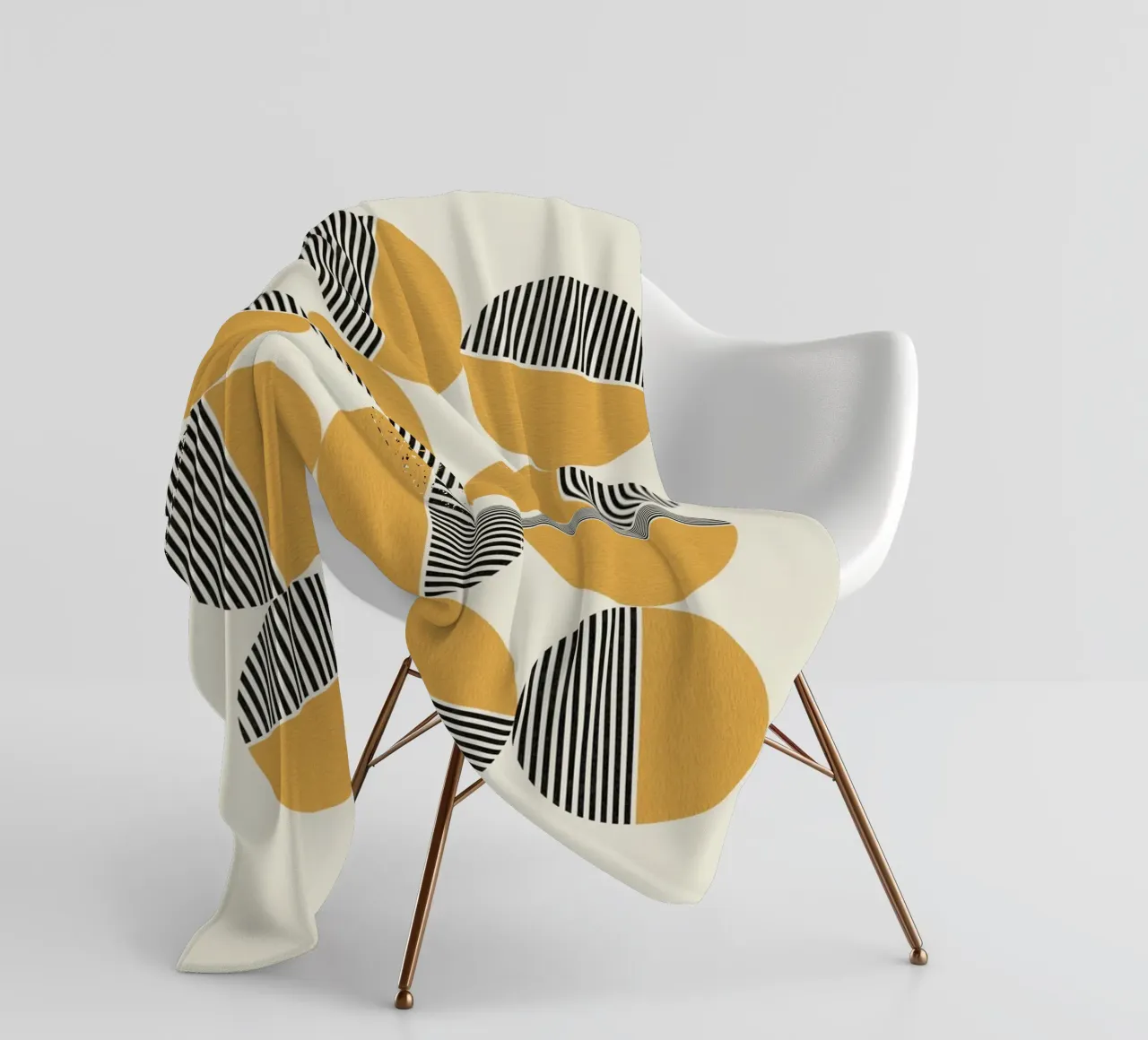 Circle Stripes Pattern Mid-century Modern fleece blanket by MoonlightPrint
