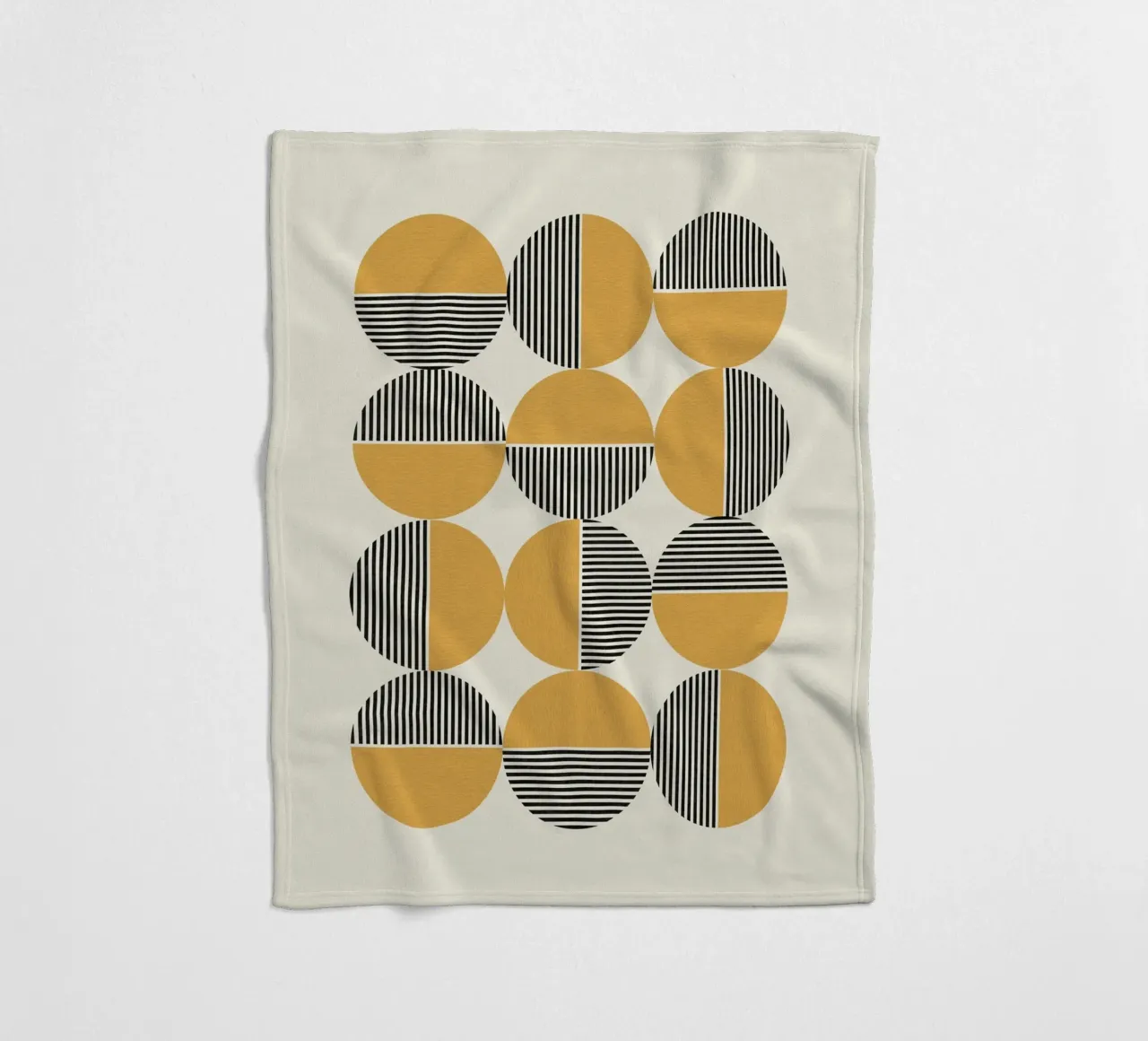 Circle Stripes Pattern Mid-century Modern fleece blanket by MoonlightPrint