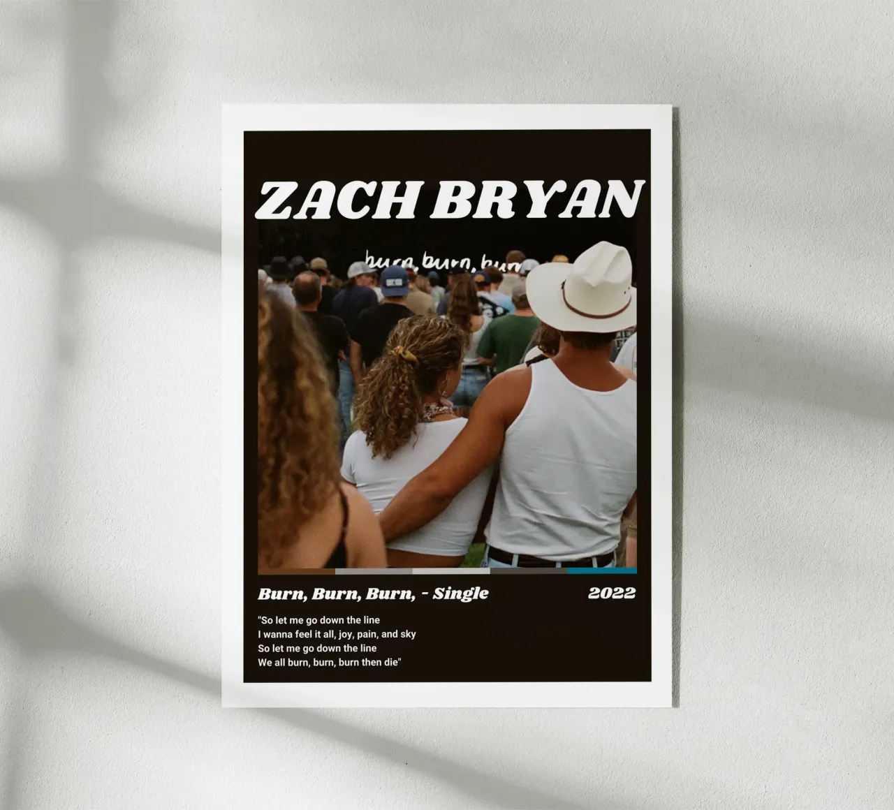 Zach Bryan Alternative Burn, Burn, Burn, Portada metacrilato de guesmatarko