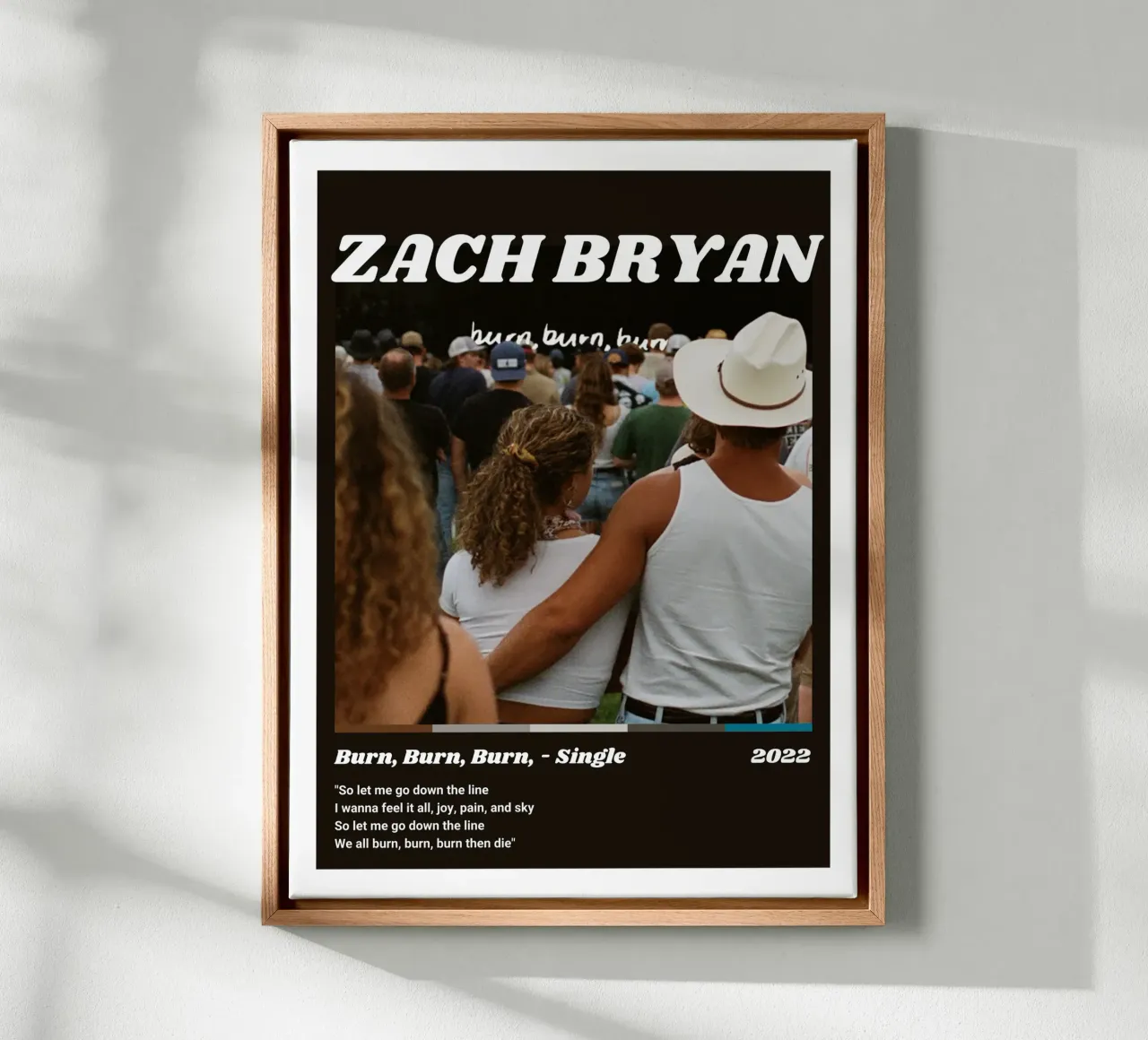 Zach Bryan Alternative Burn, Burn, Burn, Portada lienzo con Marco flotante de guesmatarko