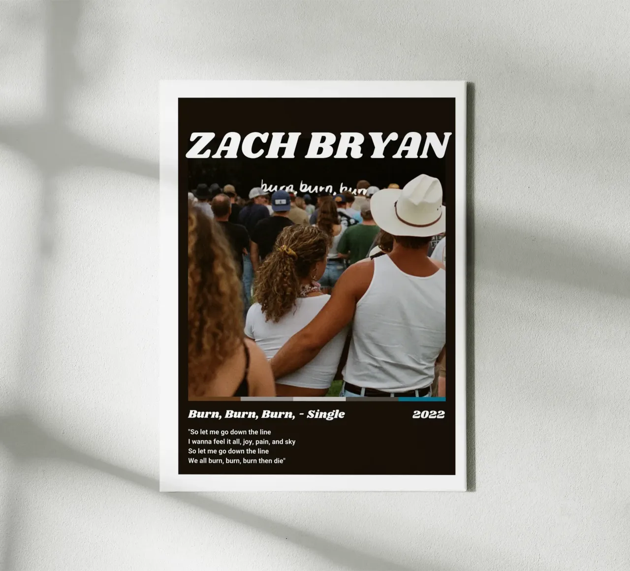 Zach Bryan Alternative Burn, Burn, Burn, Portada lienzo con Marco flotante de guesmatarko