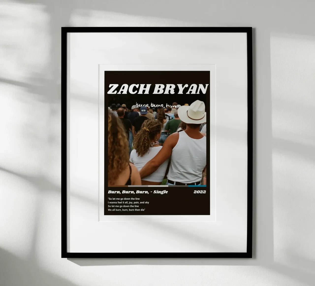Zach Bryan Alternative Burn, Burn, Burn, Cover poster with plastic frame by guesmatarko