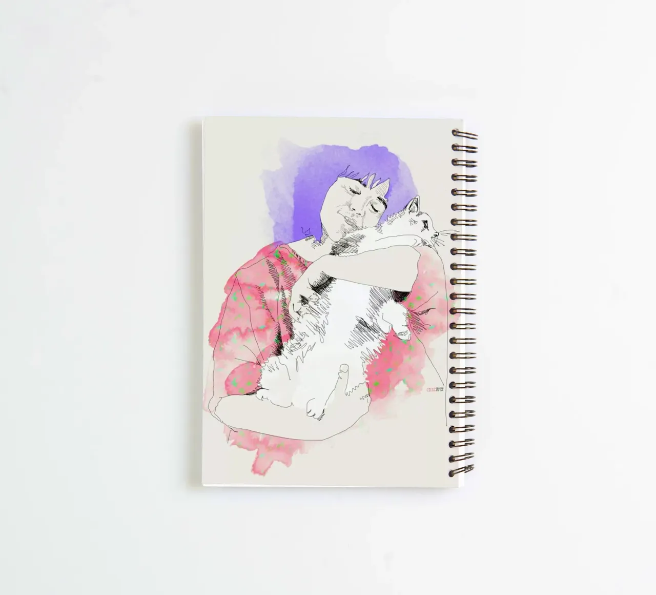 Purring spiral notebook by La Belette Rose