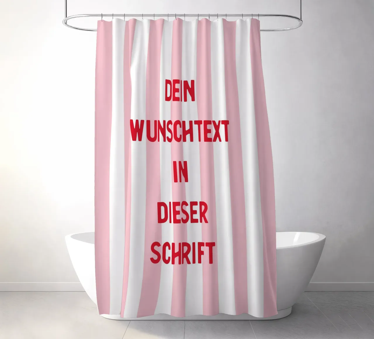Wunschtext auf rosa Streifen douchegordijn van WORTSPIEL