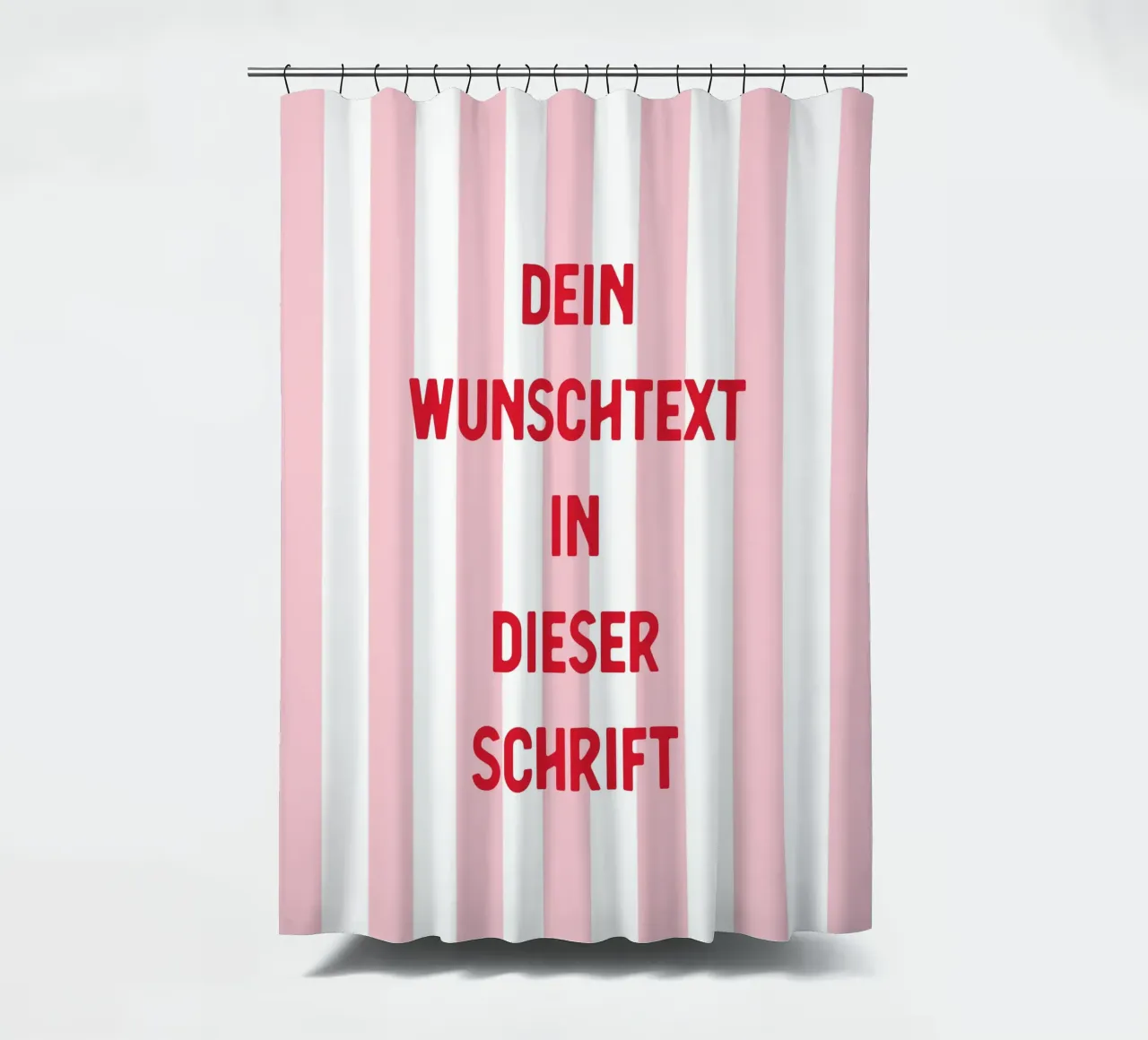 Wunschtext auf rosa Streifen douchegordijn van WORTSPIEL