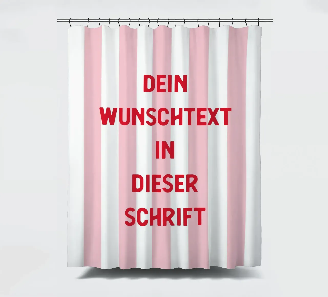 Wunschtext auf rosa Streifen douchegordijn van WORTSPIEL